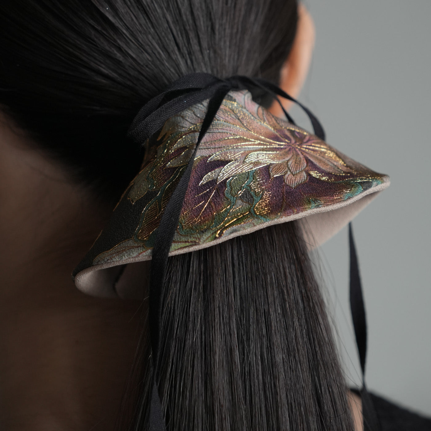 KInsai Loop Hair Wrap - Fiori Rosa - Khaki