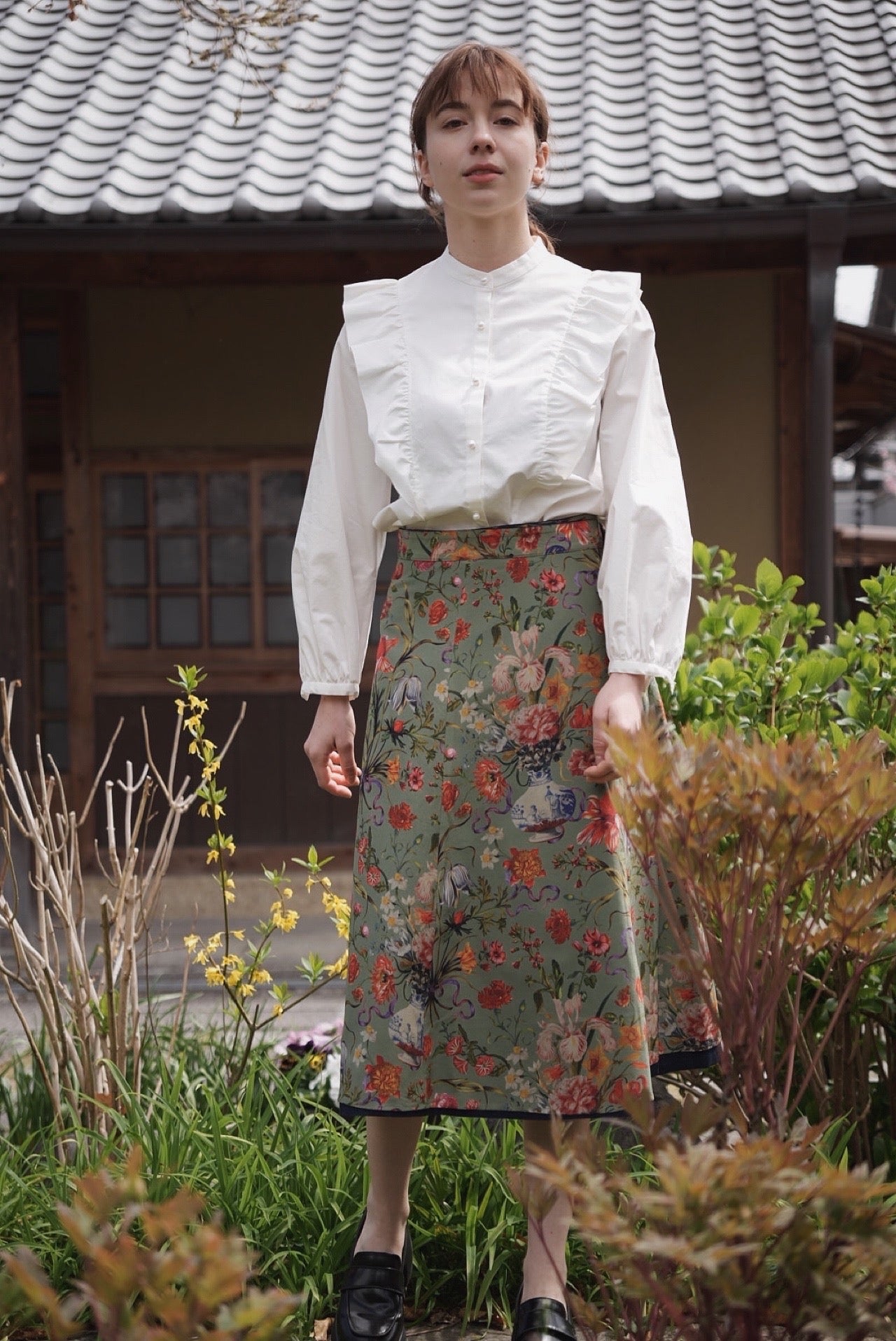 Reversible Skirt Flare - Bouquet - verde