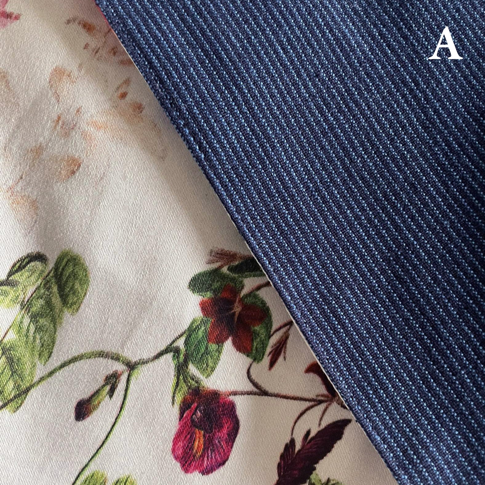 Reversible Skirt - Kurume Kasuri Straight Long - Fiori - Bianco