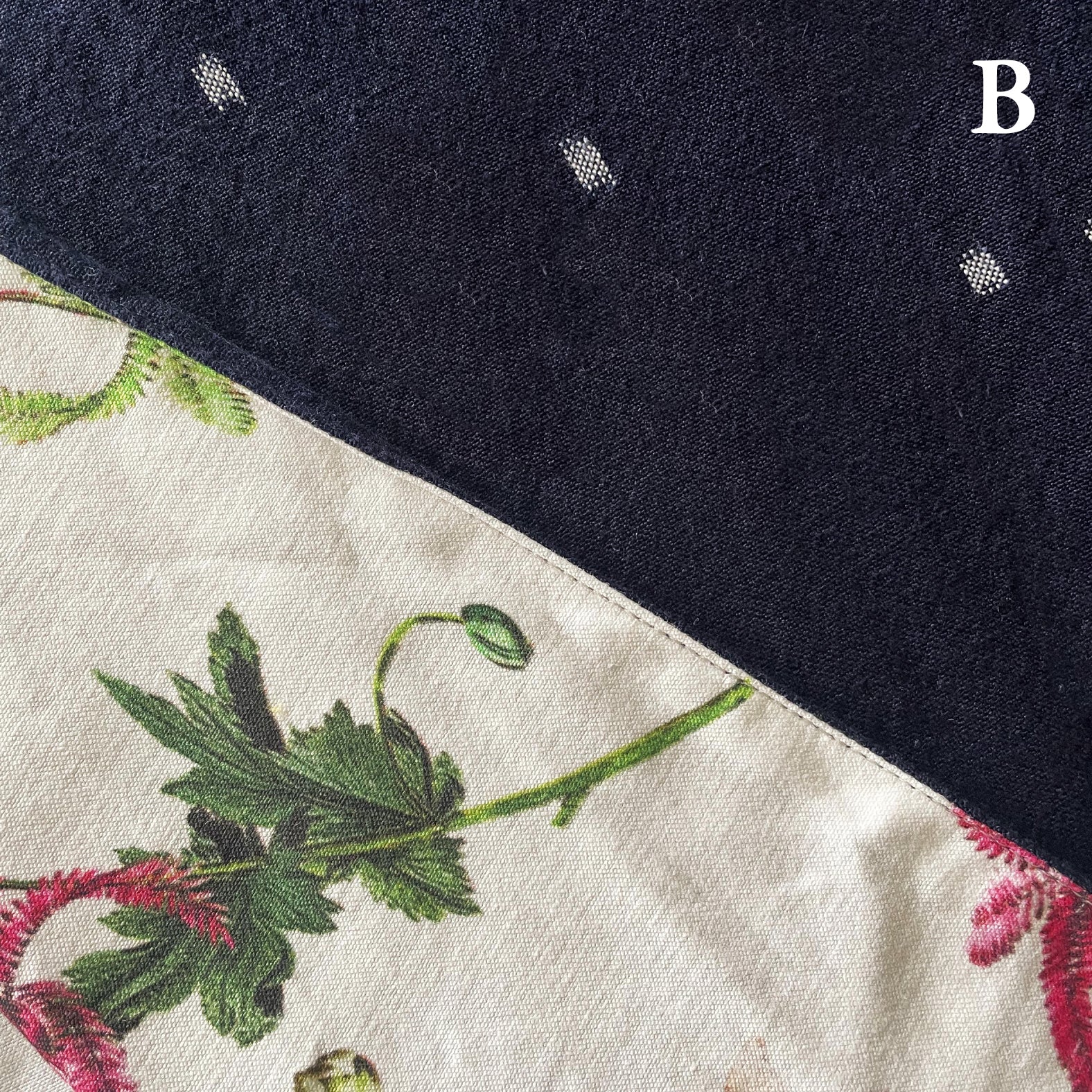 Reversible Skirt - Kurume Kasuri Straight Long - Fiori - Bianco