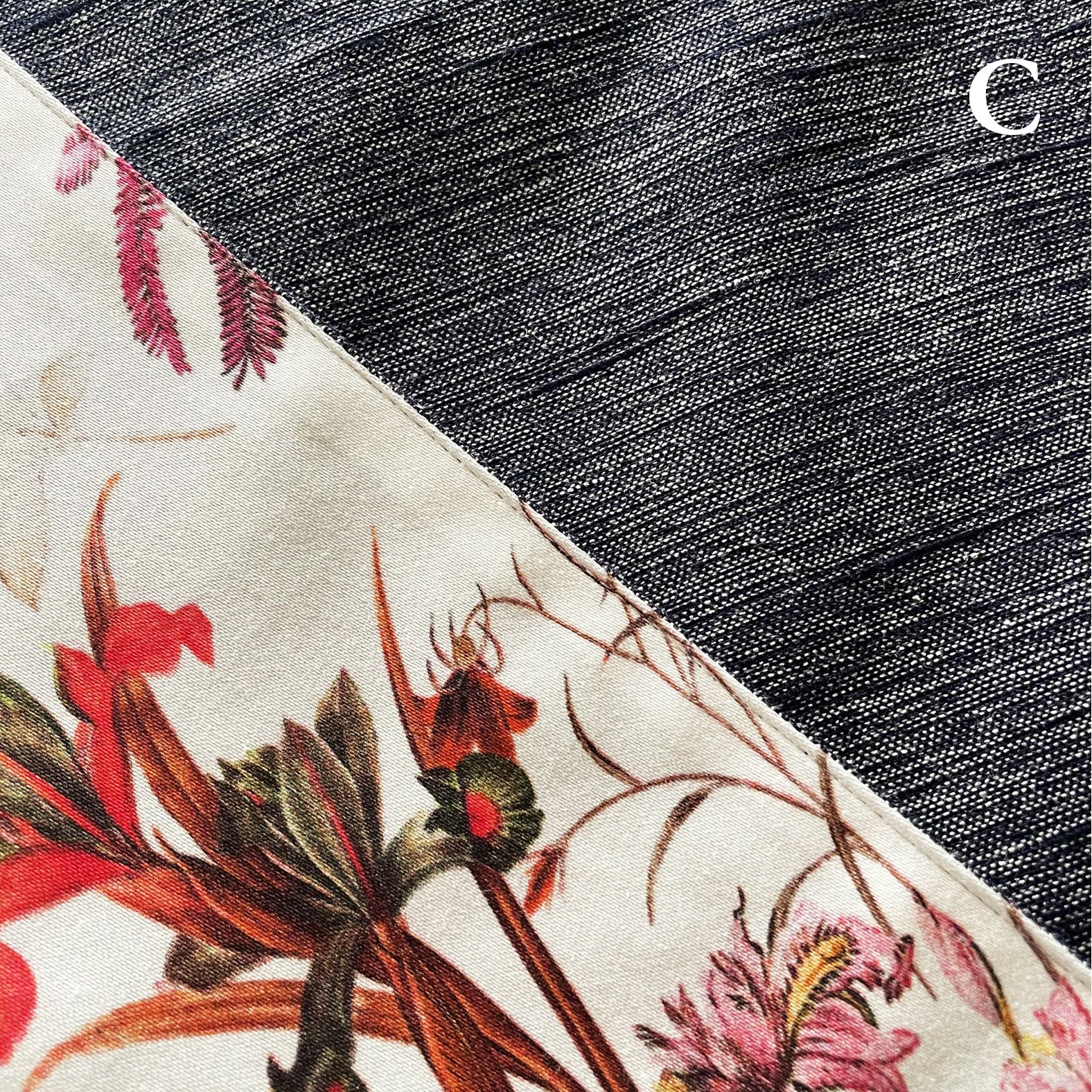 Reversible Skirt - Kurume Kasuri Straight Long - Fiori - Bianco