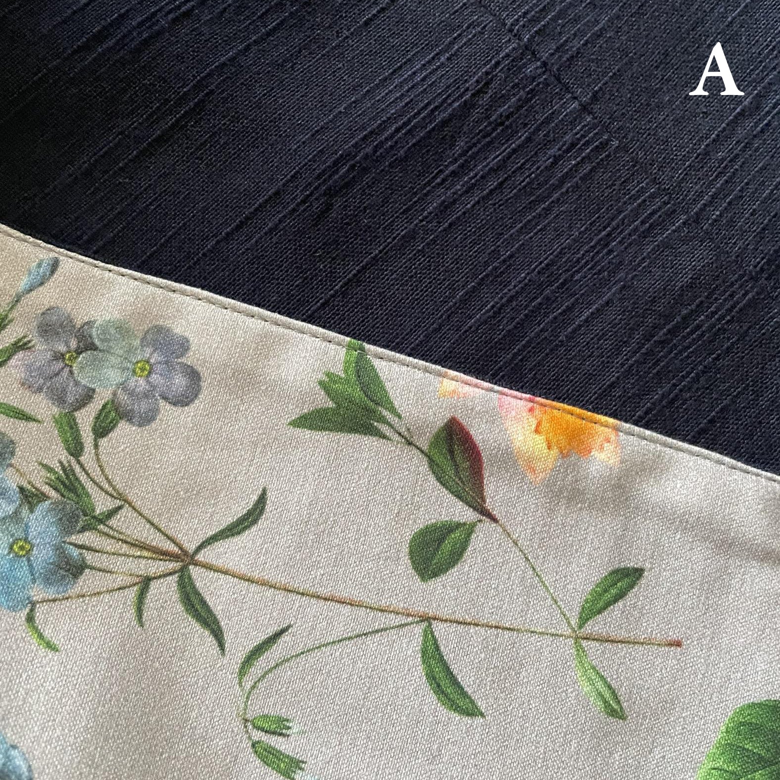 Reversible Skirt - Kurume Kasuri Straight Long - Fiori - Grigio