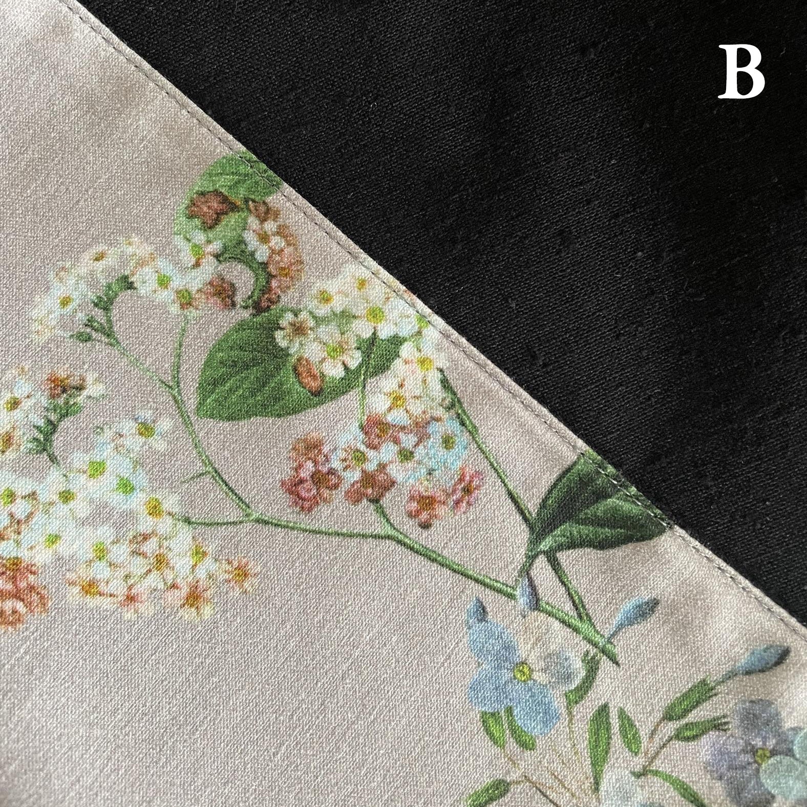 Reversible Skirt - Kurume Kasuri Straight Long - Fiori - Grigio