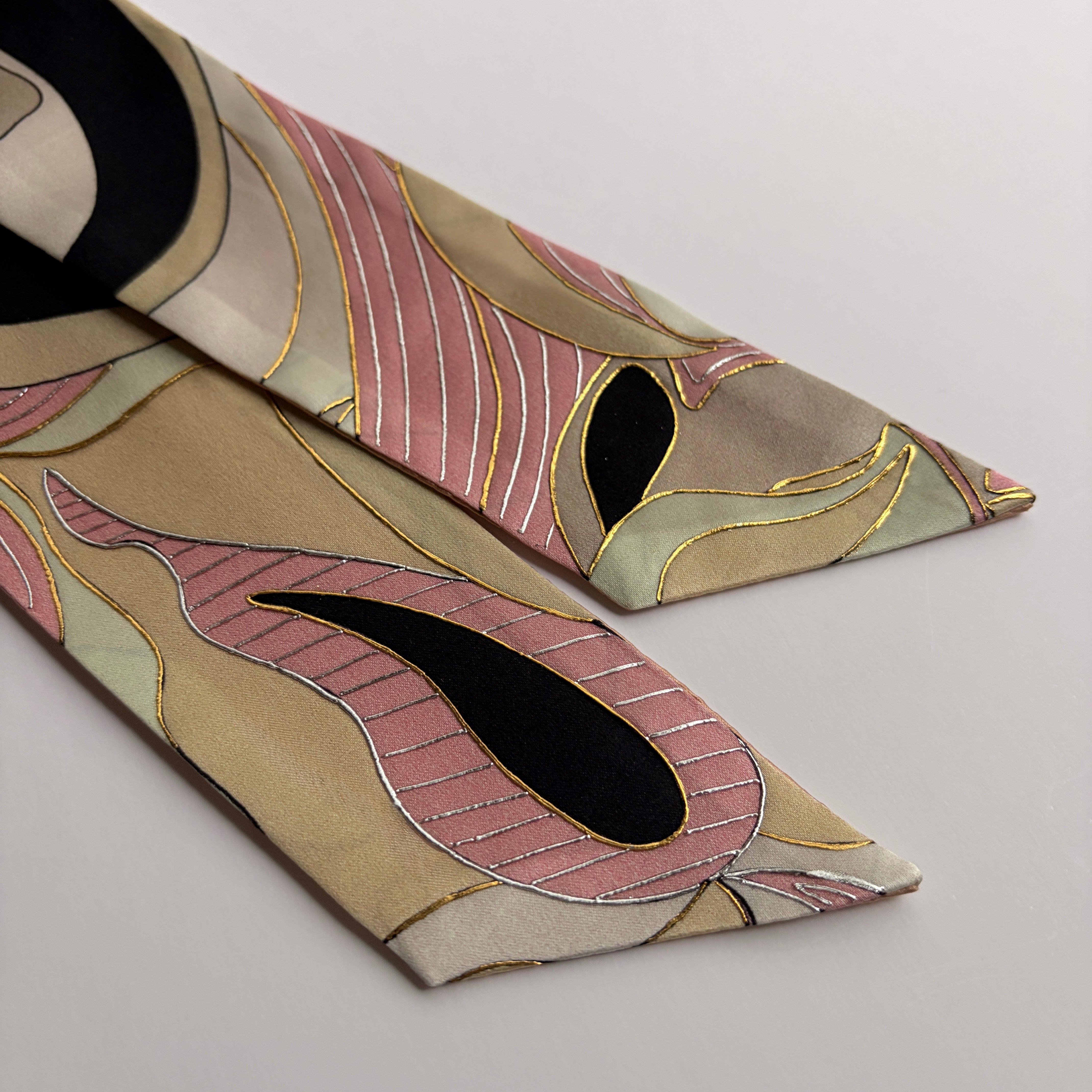 Silk Skinny Scarf - Pink Geometry