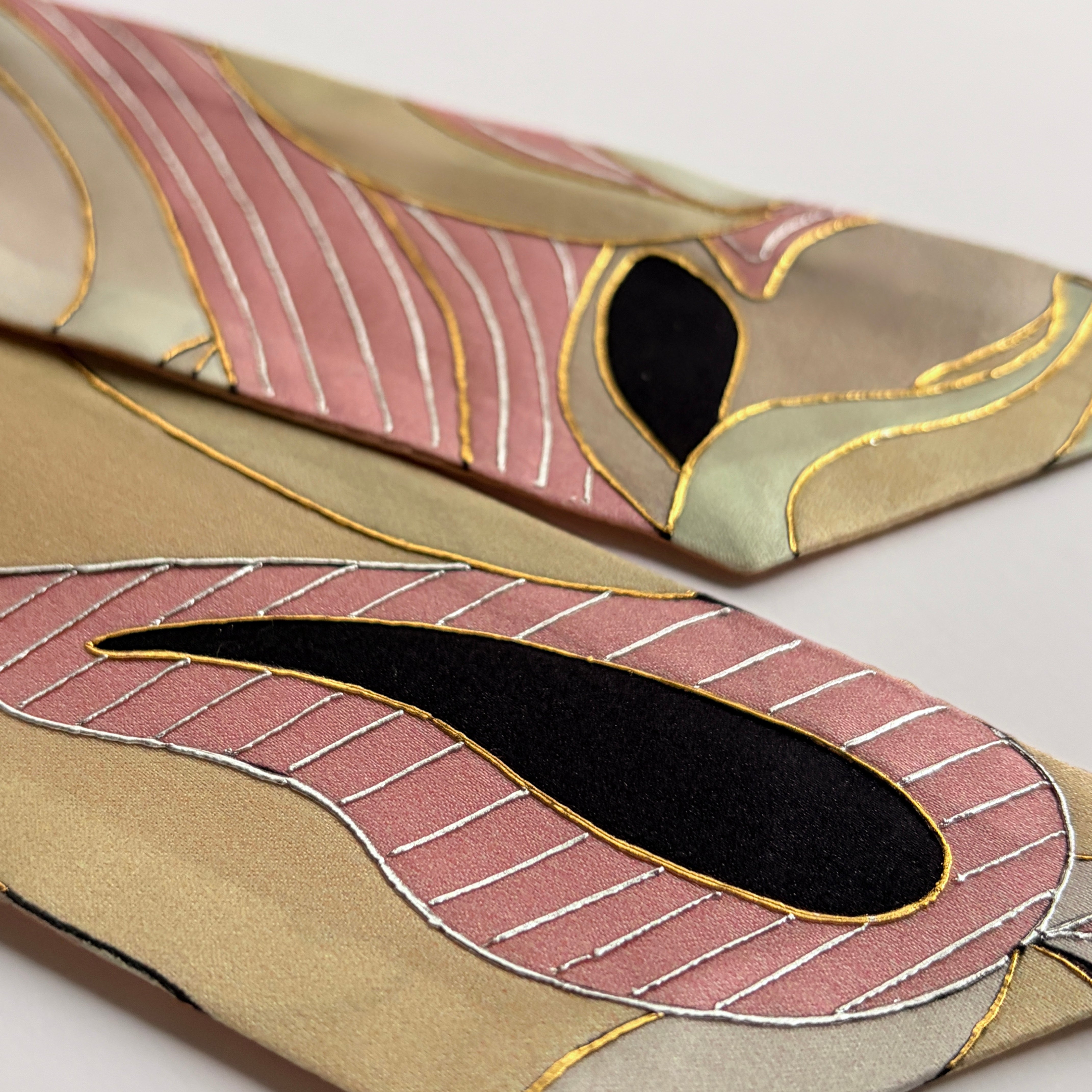 Silk Skinny Scarf - Pink Geometry