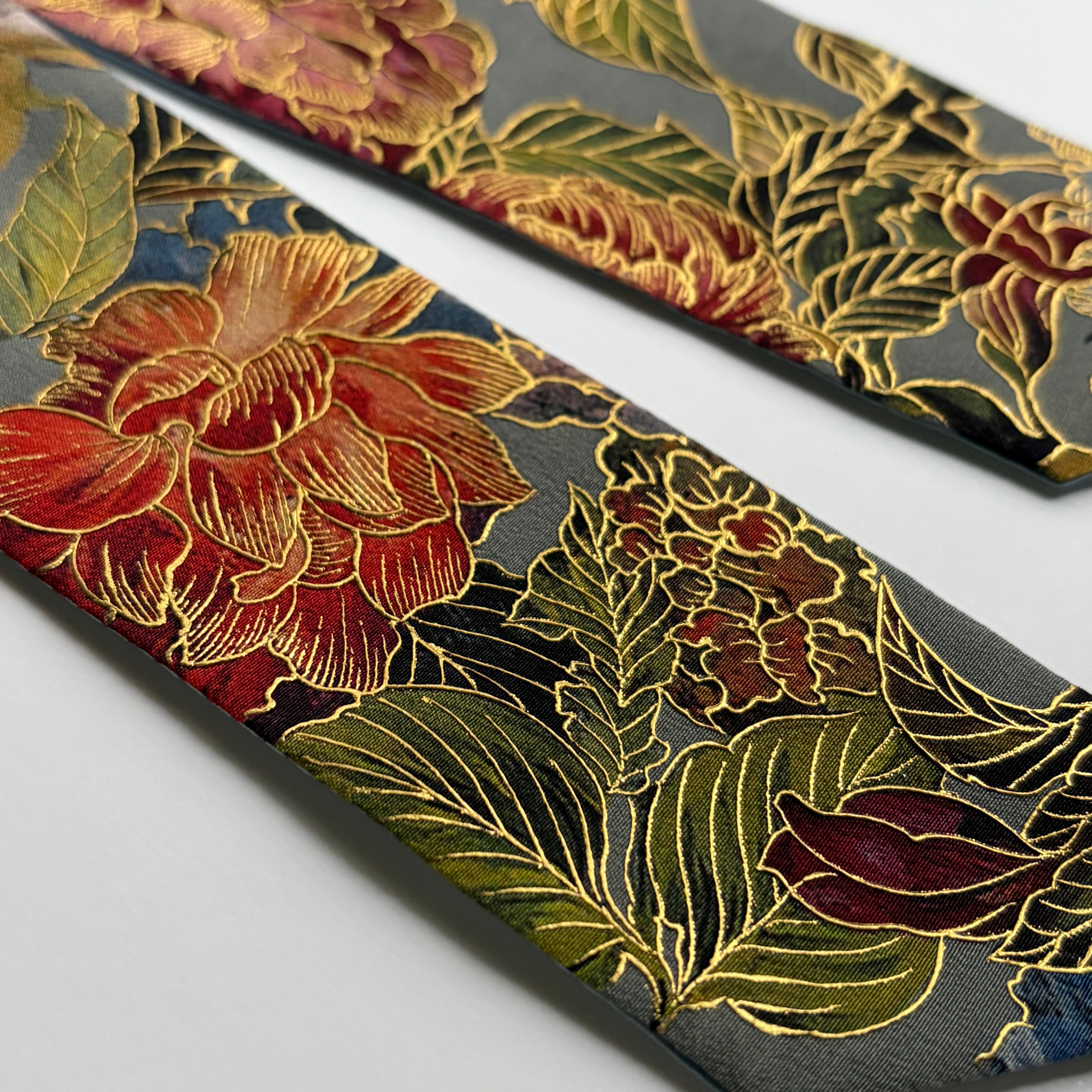 Silk Skinny Scarf - Blue Garden