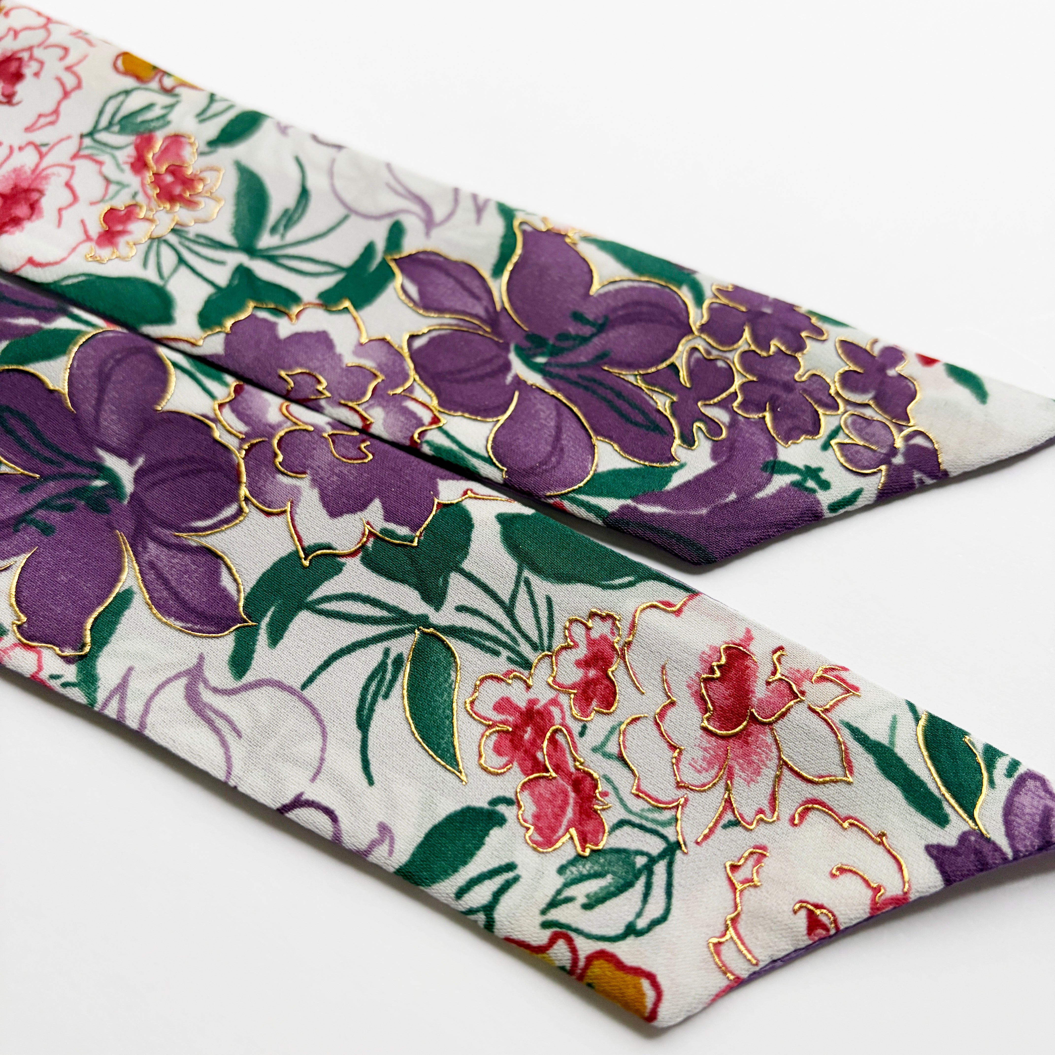 Silk Skinny Scarf - Painted Flower