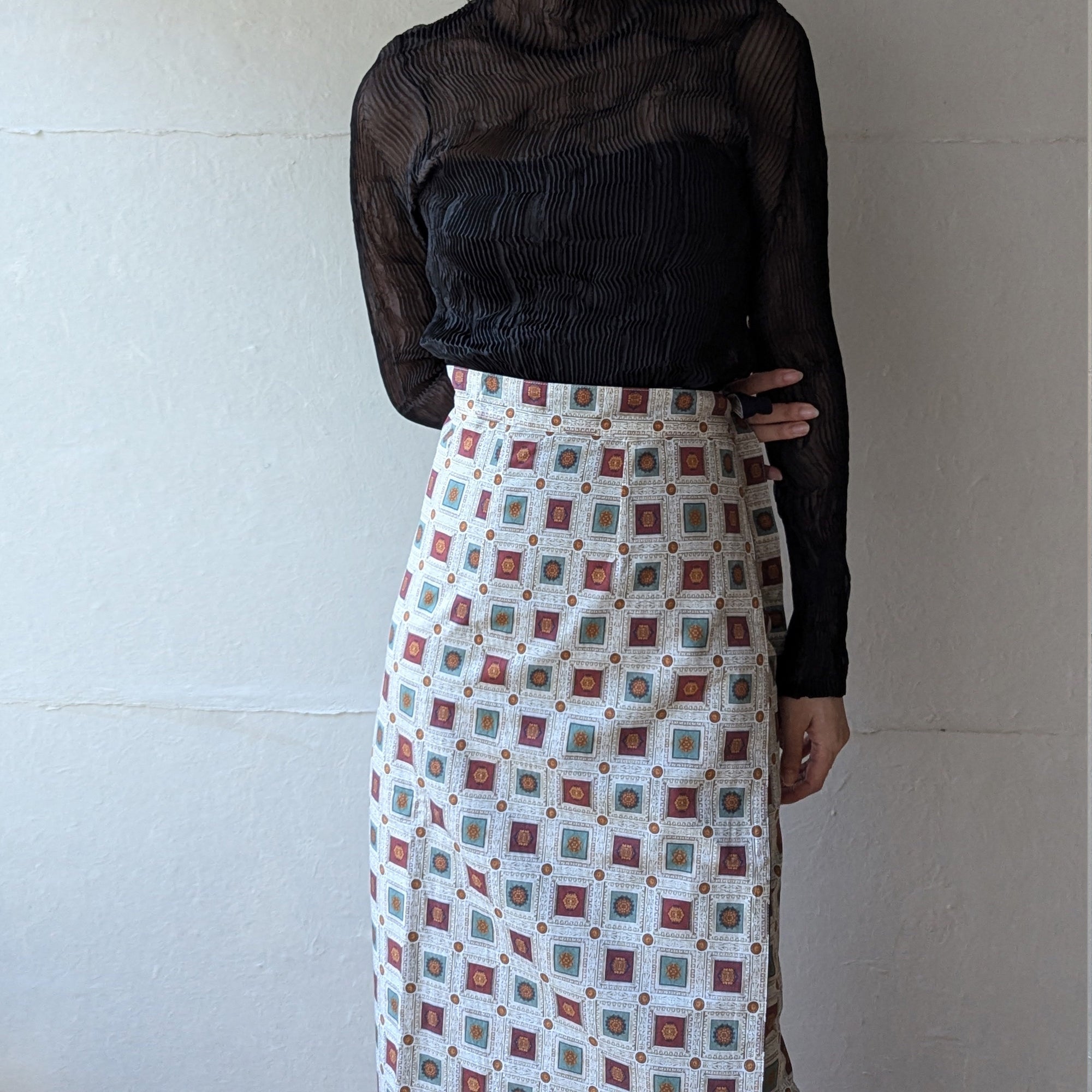 Reversible Skirt - Kurume-gasuri Straight Long - Andrea