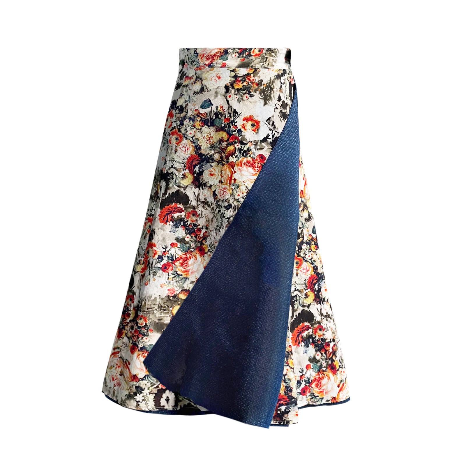 Reversible Skirt Flare - Fiori Che Brillano In Arancione