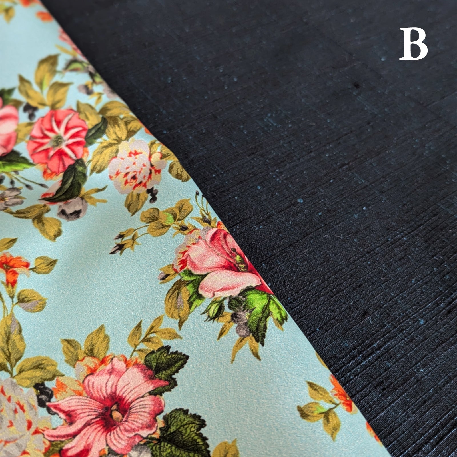 Reversible Skirt Long Straight - Ibischi - Azzurro