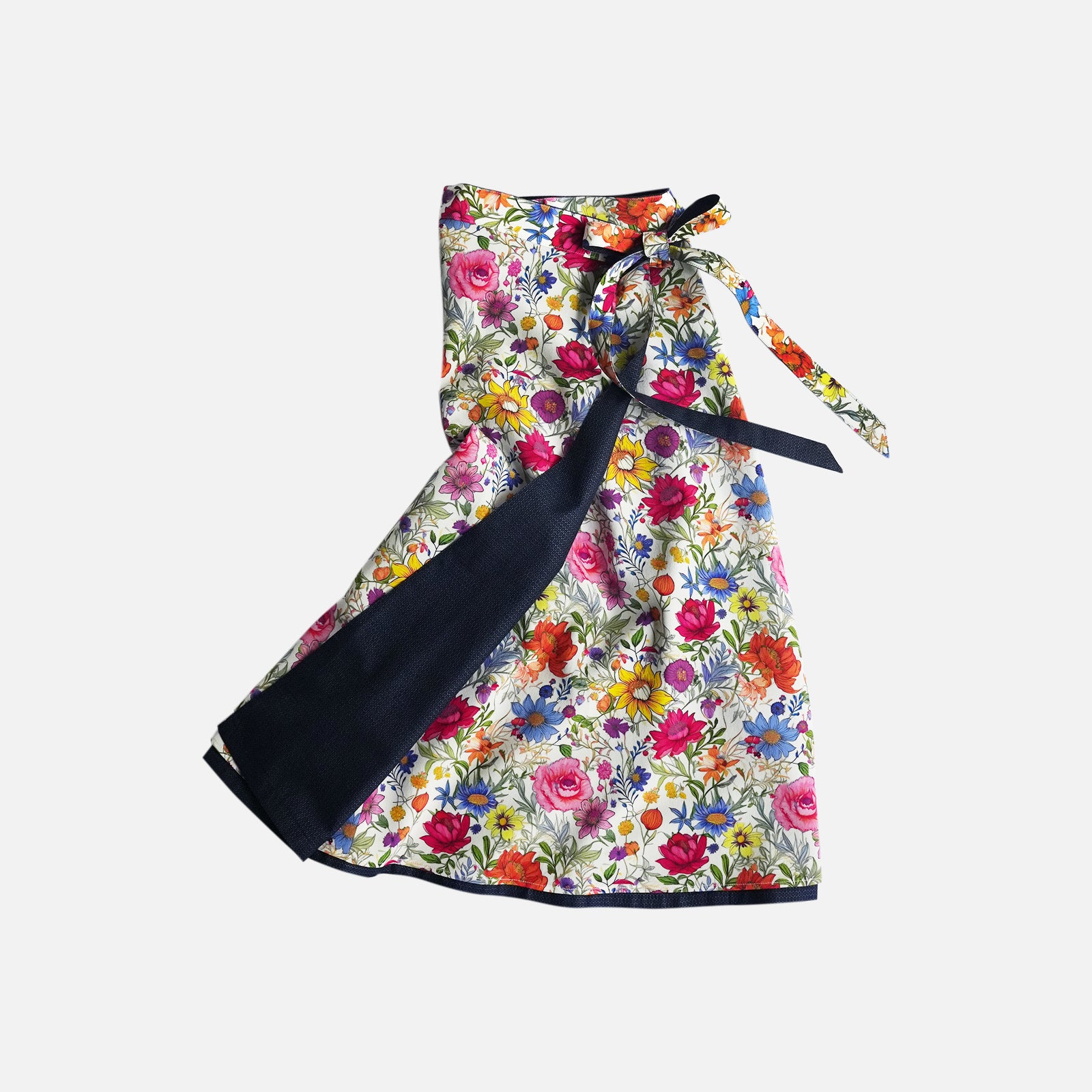 Reversible Skirt Flare - Fiori vari - Bianco