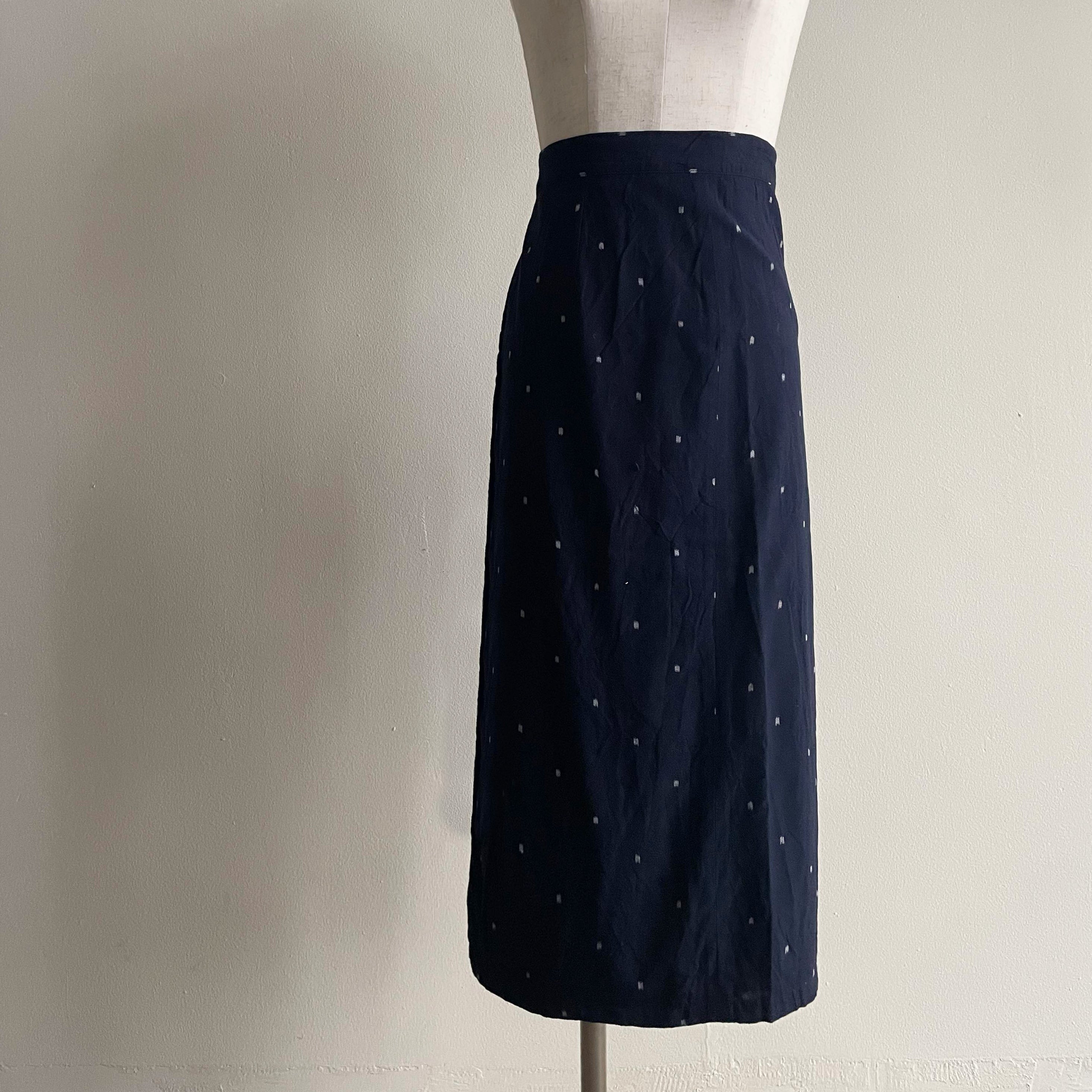 Reversible Skirt - Kurume Kasuri Straight Long - Fiori - Bianco
