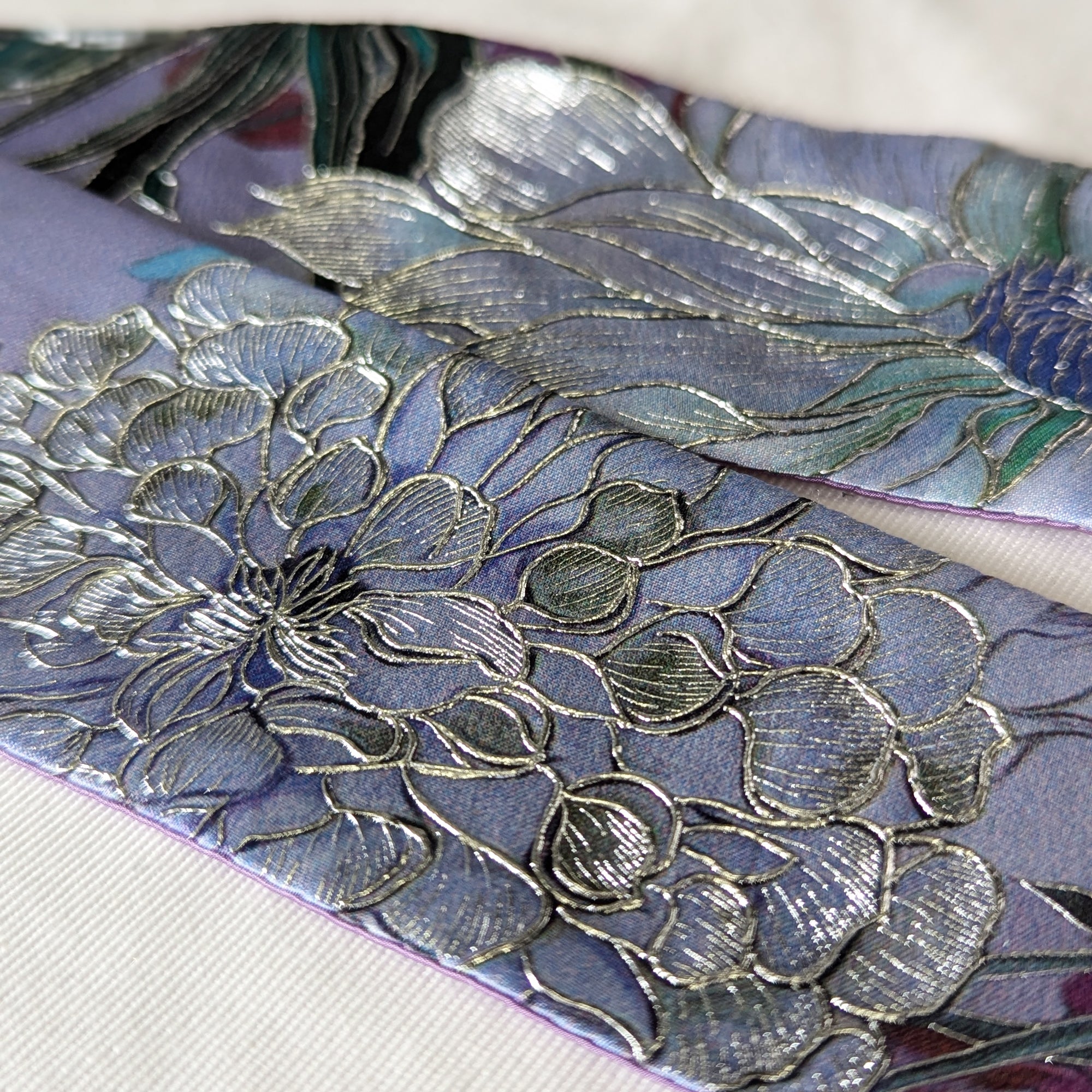 Silk Skinny Scarf - Fiori Blu e Viola
