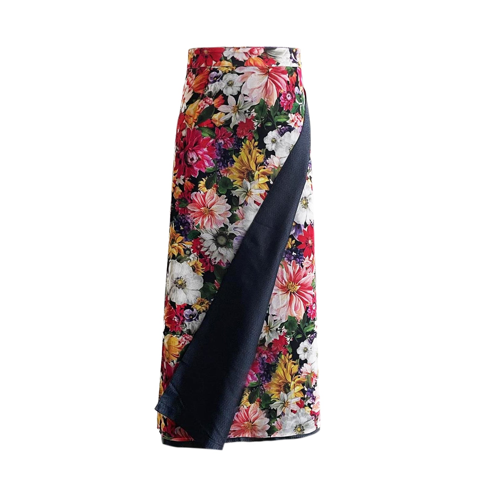 Reversible Skirt Long Straight -  Fiori Rossi e Rosa