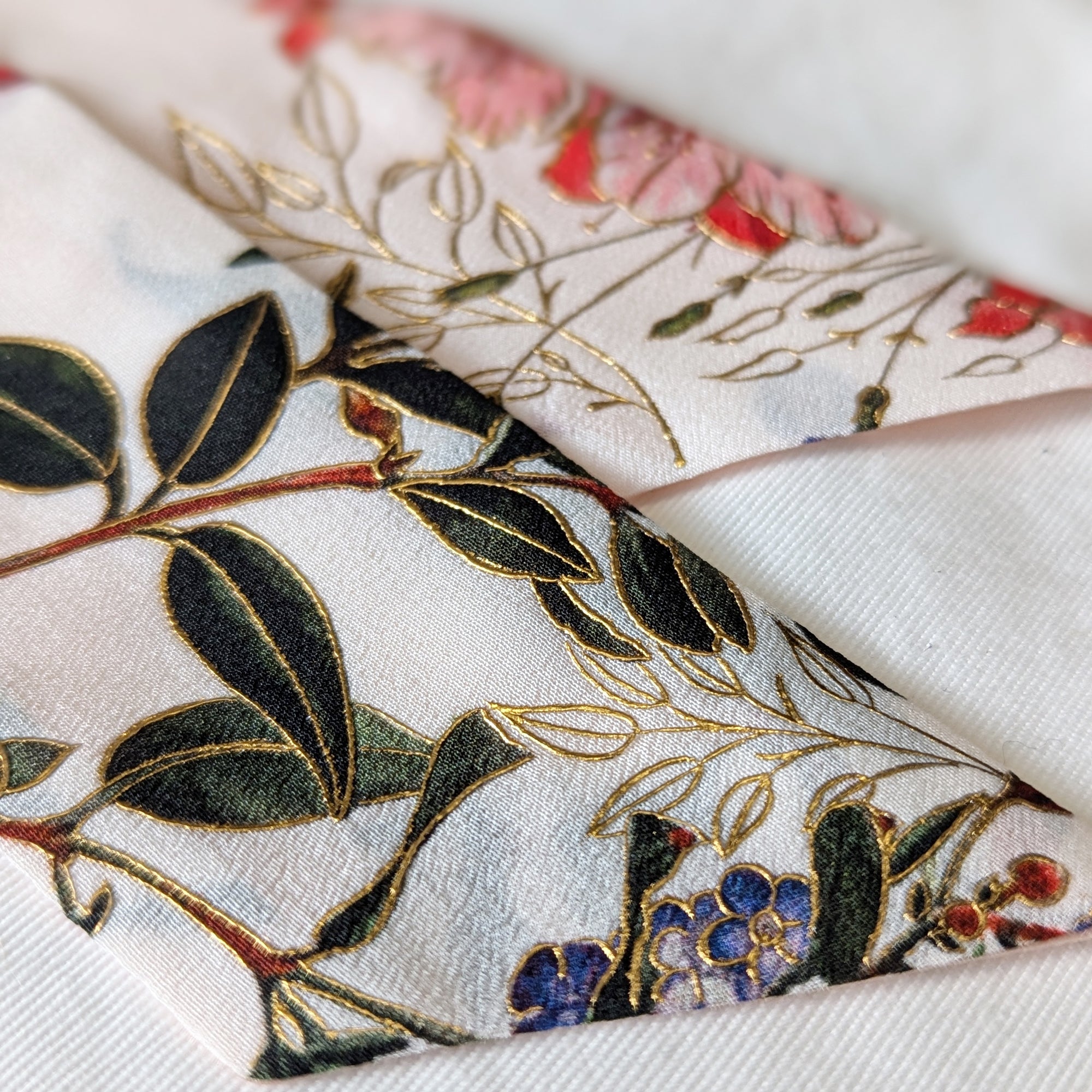 Silk Skinny Scarf - Fiori Rossi - Bianco