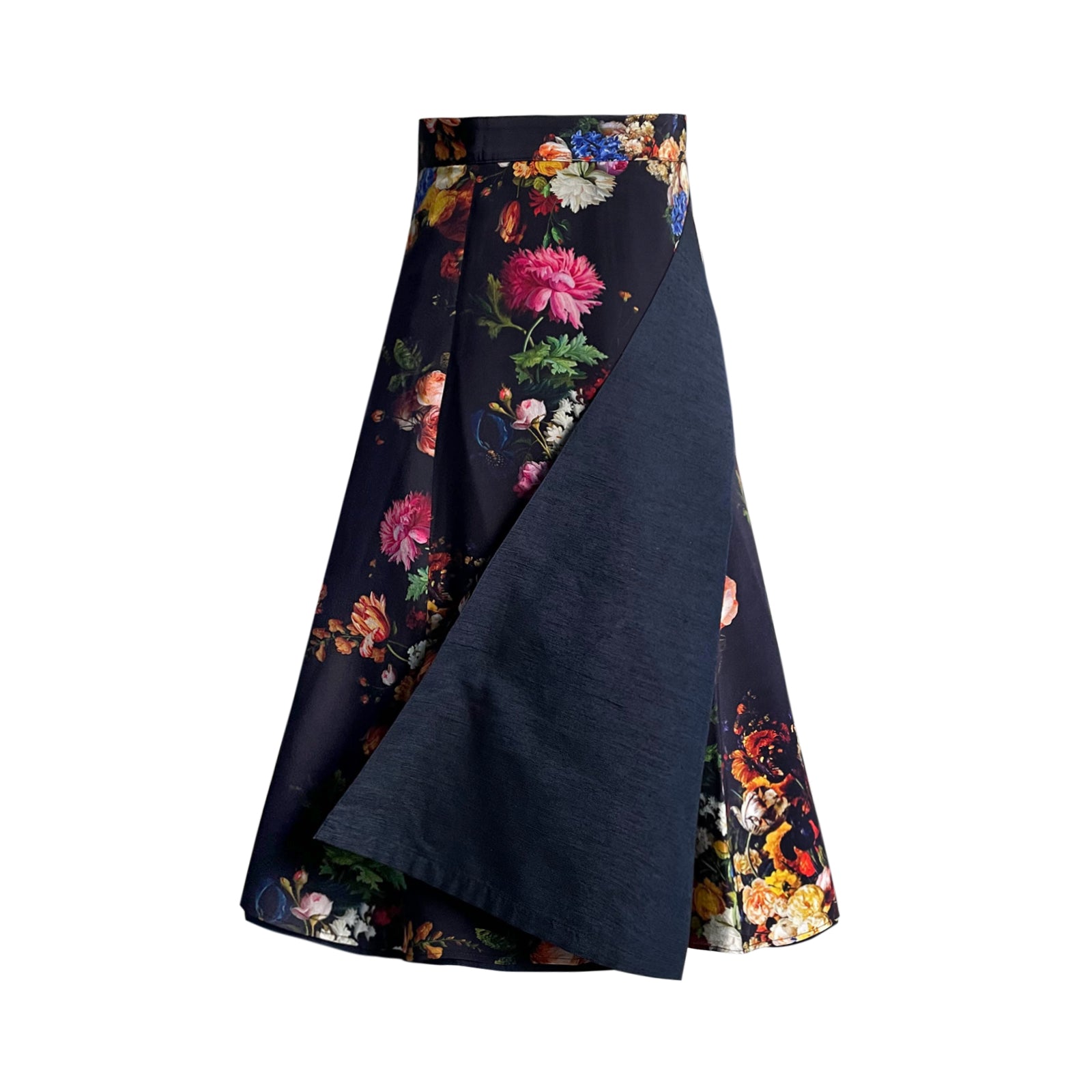 Reversible Skirt Flare - Fiori Vari - Nero