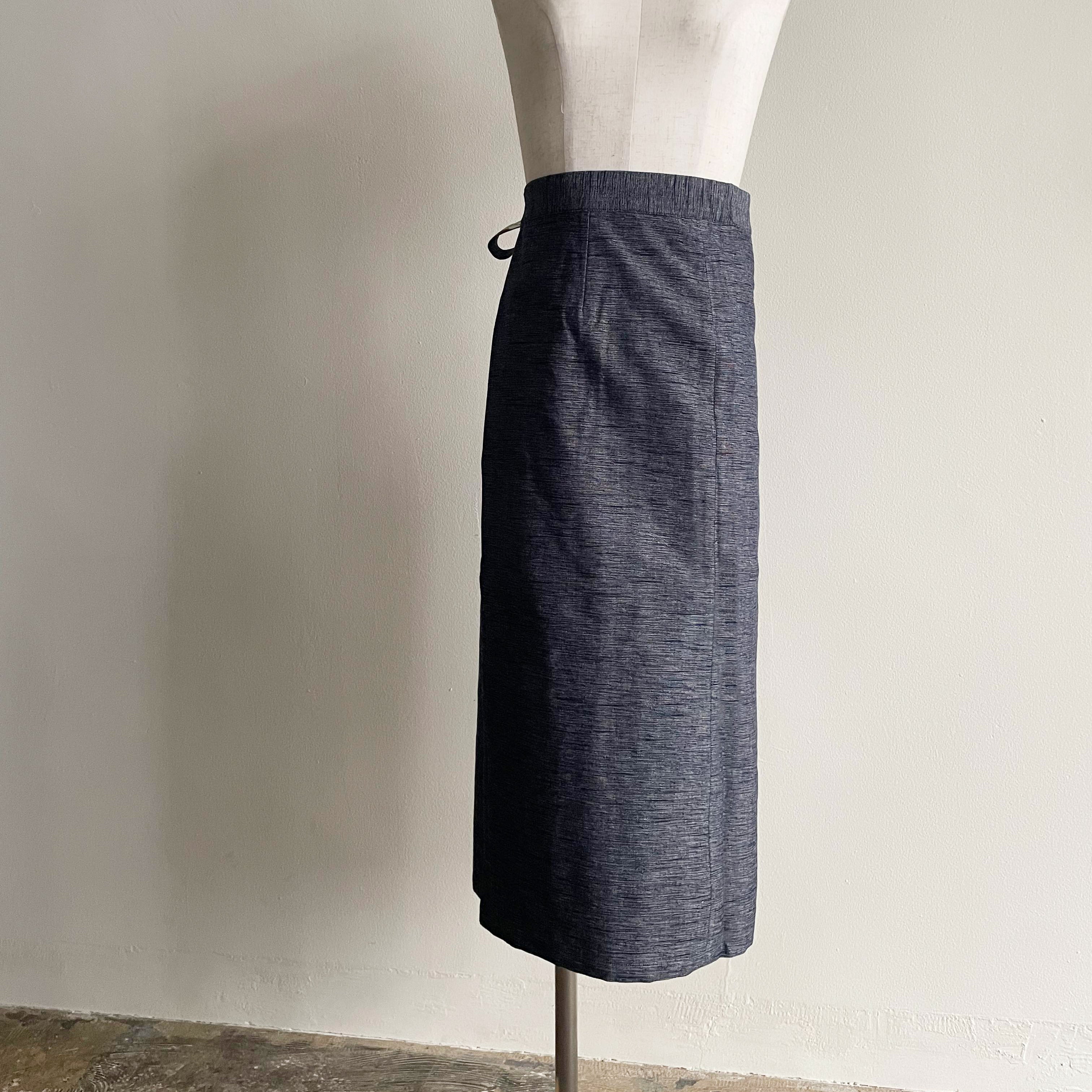Reversible Skirt - Kurume Kasuri Straight Long - Fiori - Bianco