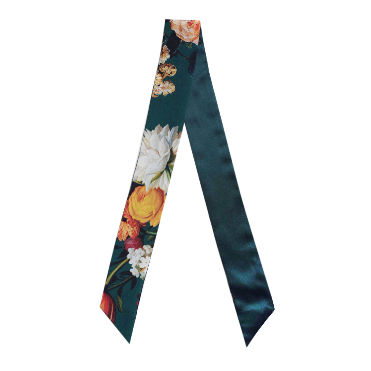Silk Skinny Scarf - Fiori Vari - Verde
