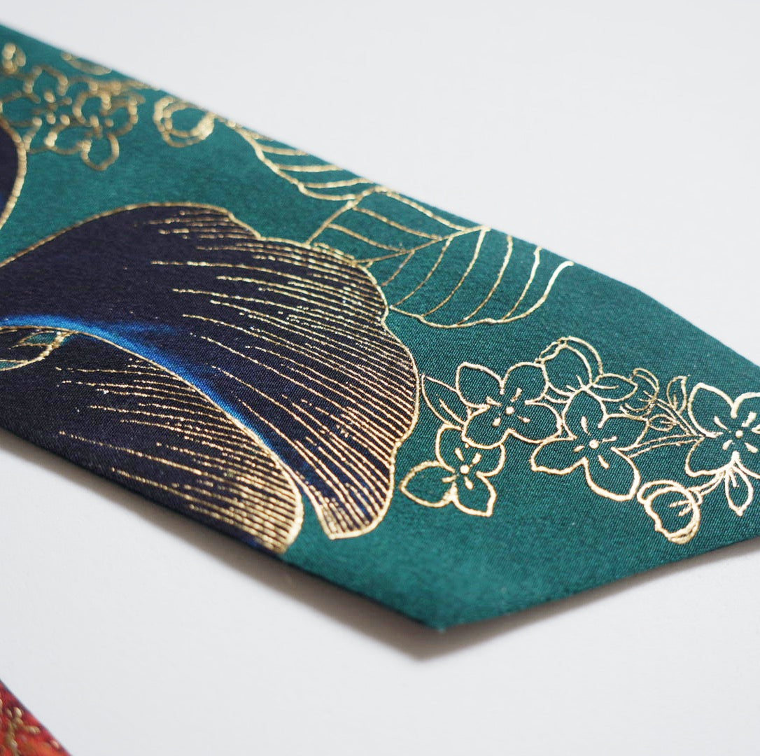 Silk Skinny Scarf - Fiori Vari - Verde