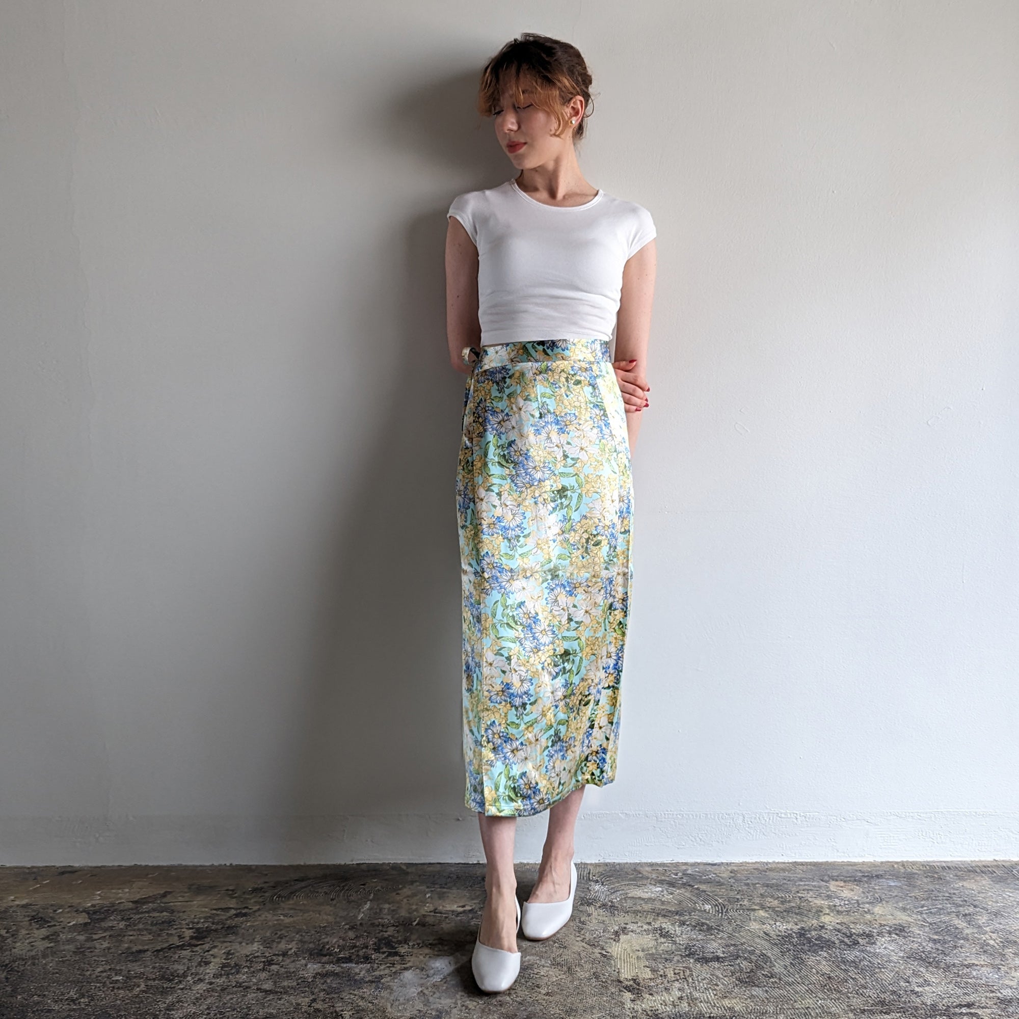 Italian Silk Wrap Skirt - Fiori Giallo