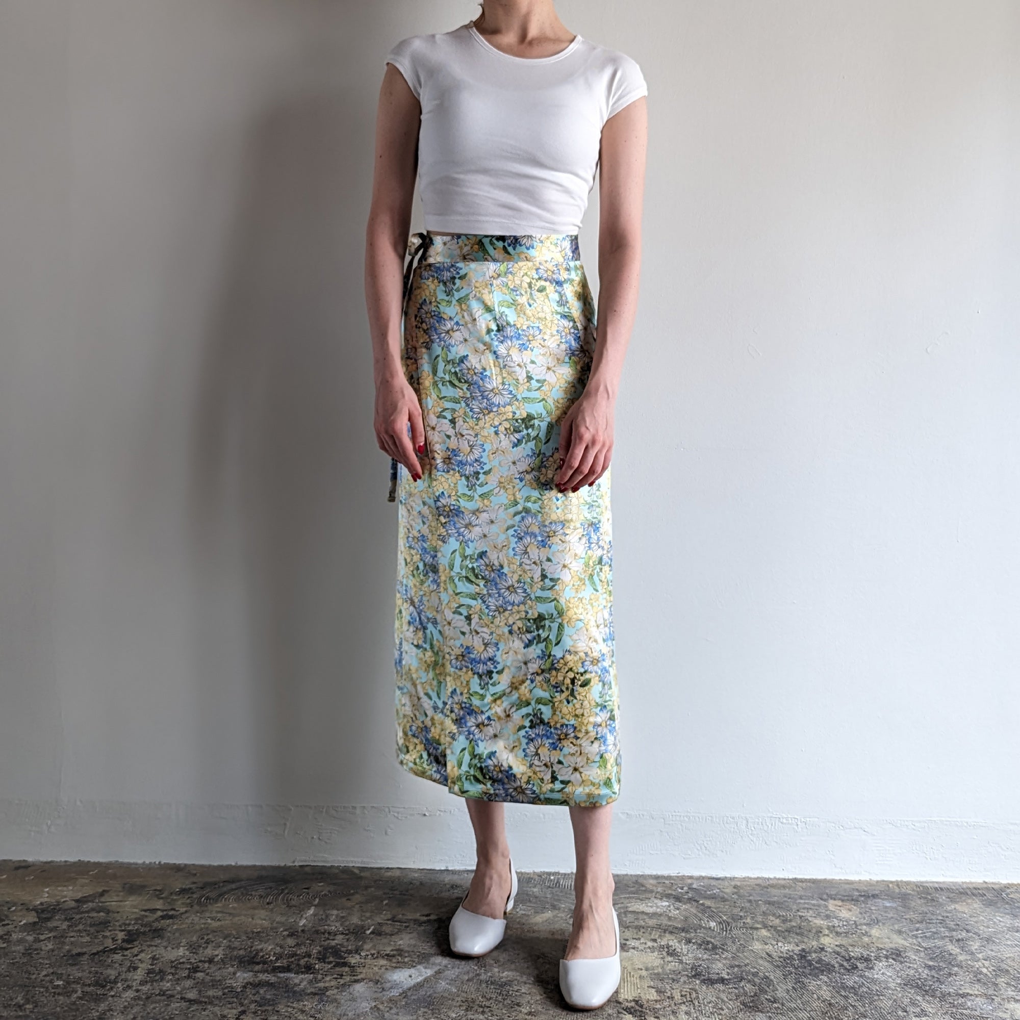 Italian Silk Wrap Skirt - Fiori Giallo