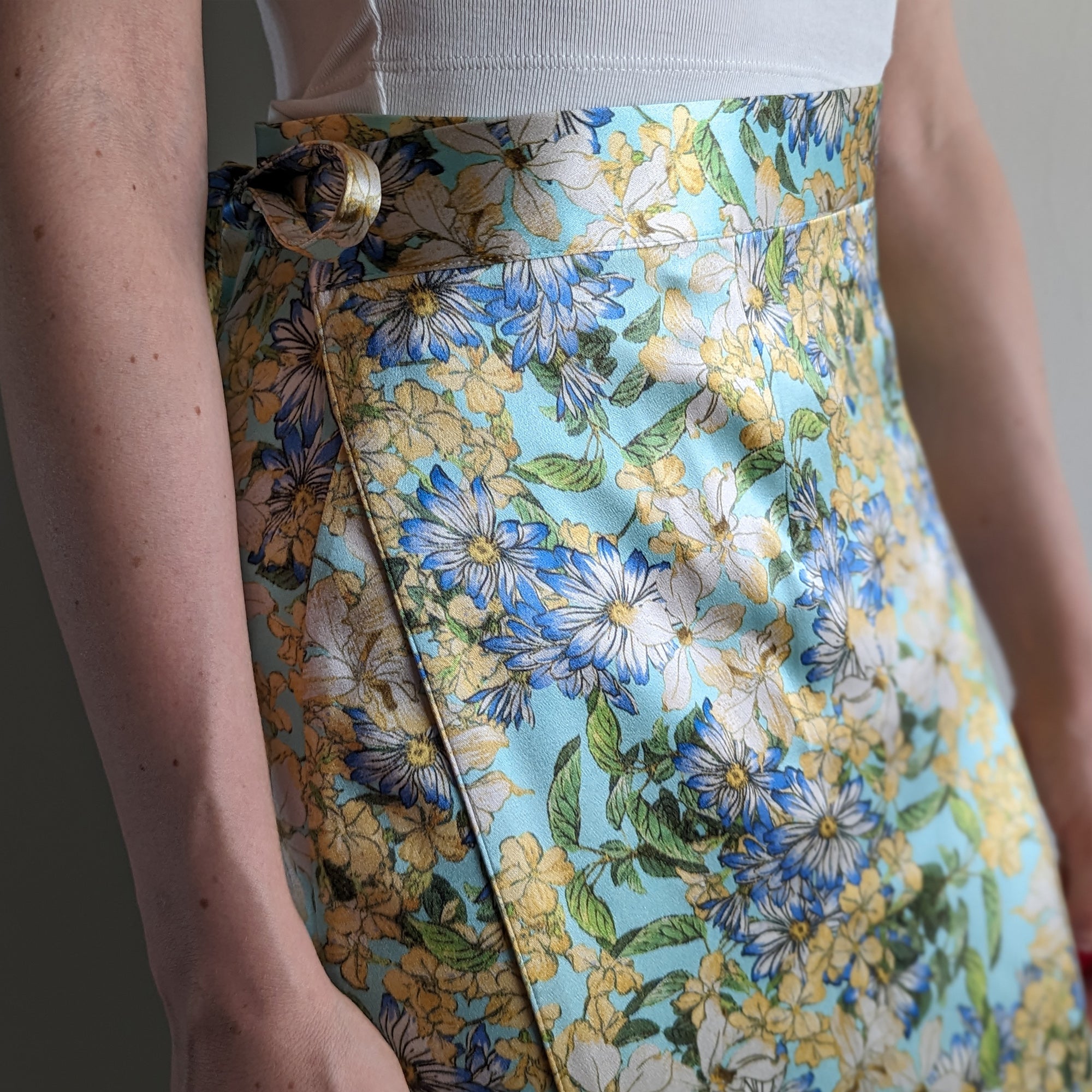 Italian Silk Wrap Skirt - Fiori Giallo