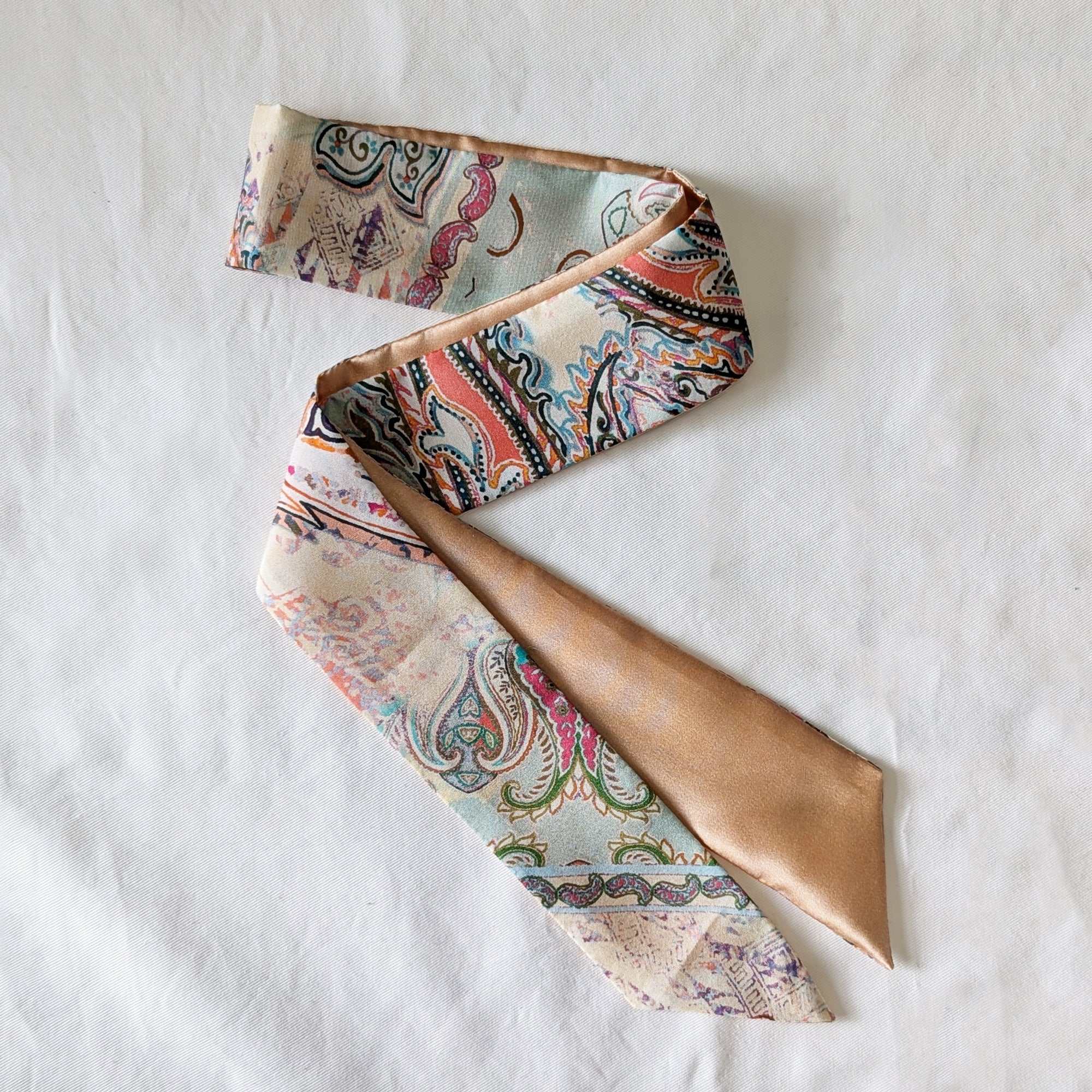 Silk Skinny Scarf - Paisley