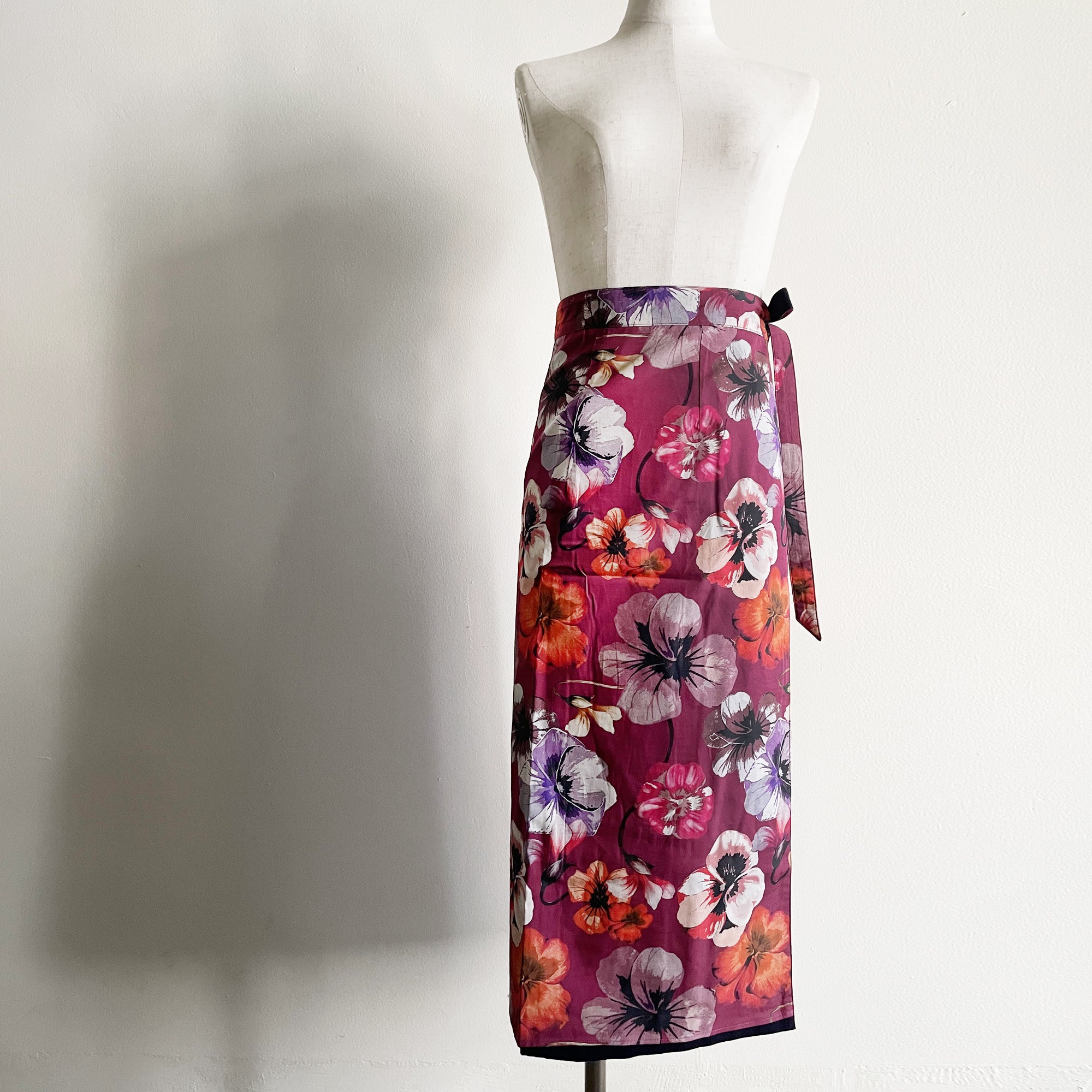 Reversible Skirt - Kurume Kasuri Straight Long - Pansy