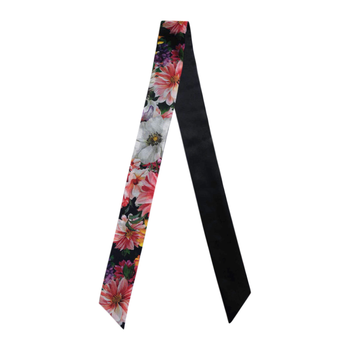 Silk Skinny Scarf - Fiori Rossi e Rosa