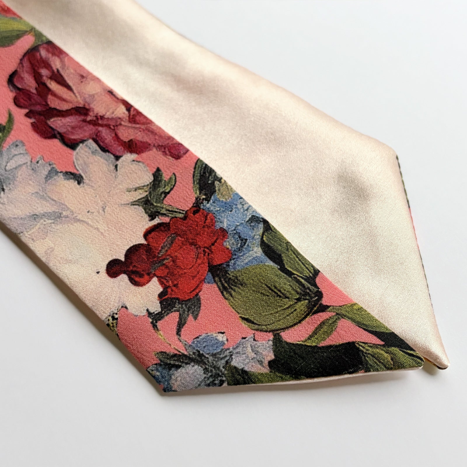 Silk Skinny Scarf - Pink Garden