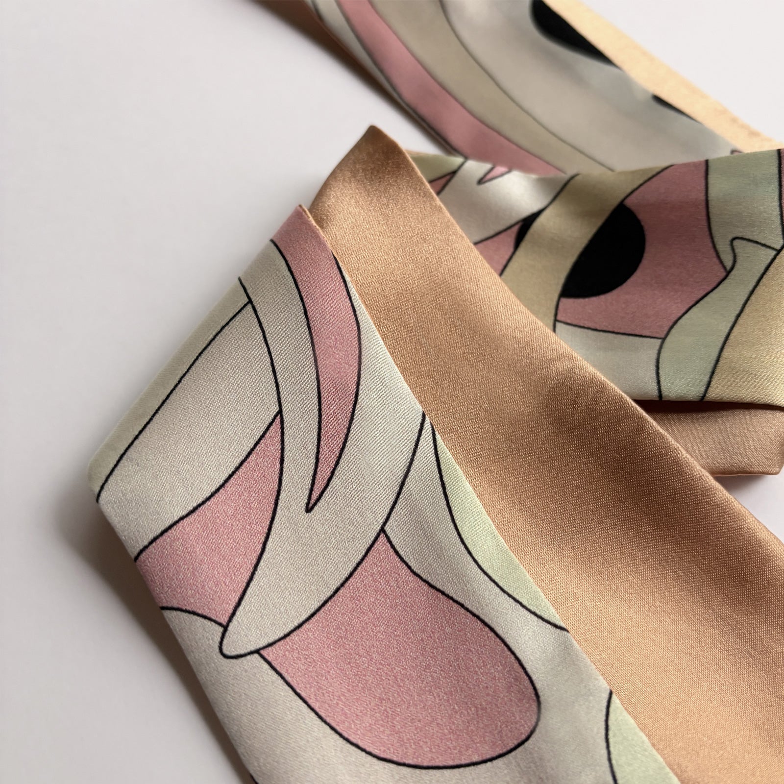 Silk Skinny Scarf - Pink Geometry