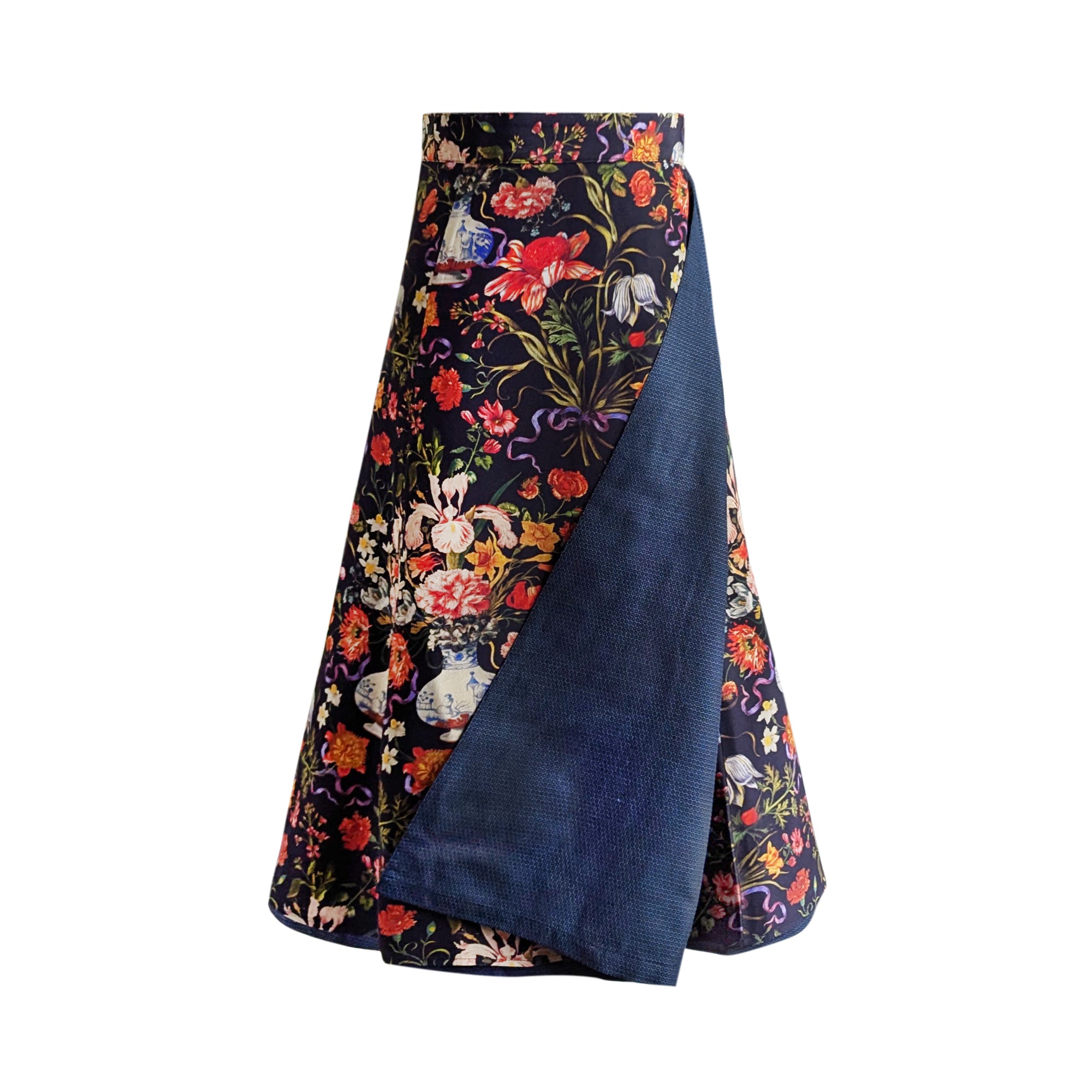 Reversible Skirt Flare - Bouquet - Nero