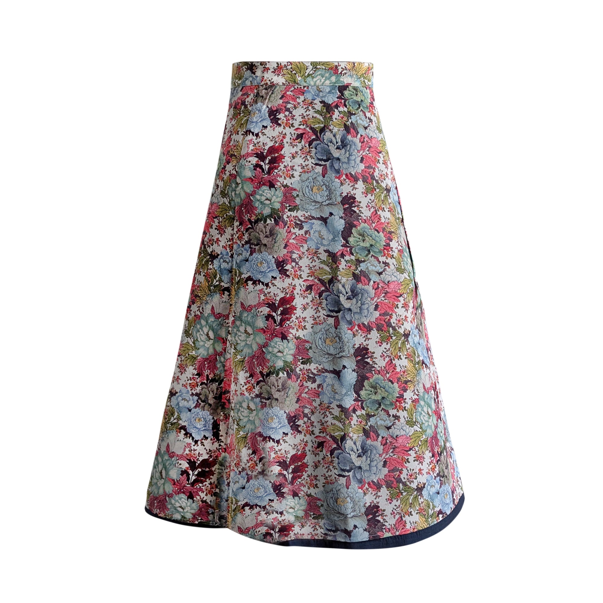 Reversible Skirt Flare - Fiori Azzurri - Grigio