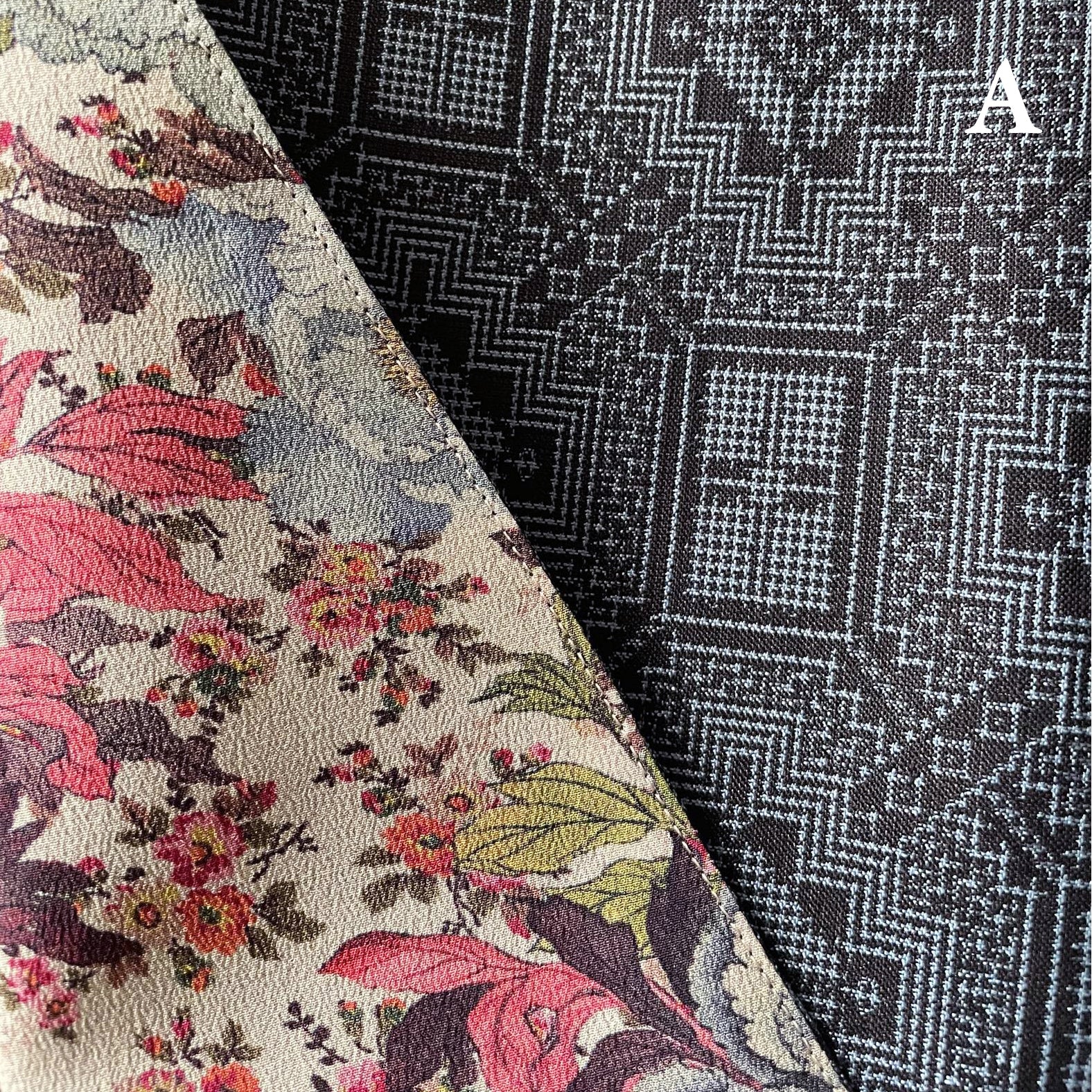 Reversible Skirt Flare - Fiori Azzurri - Grigio