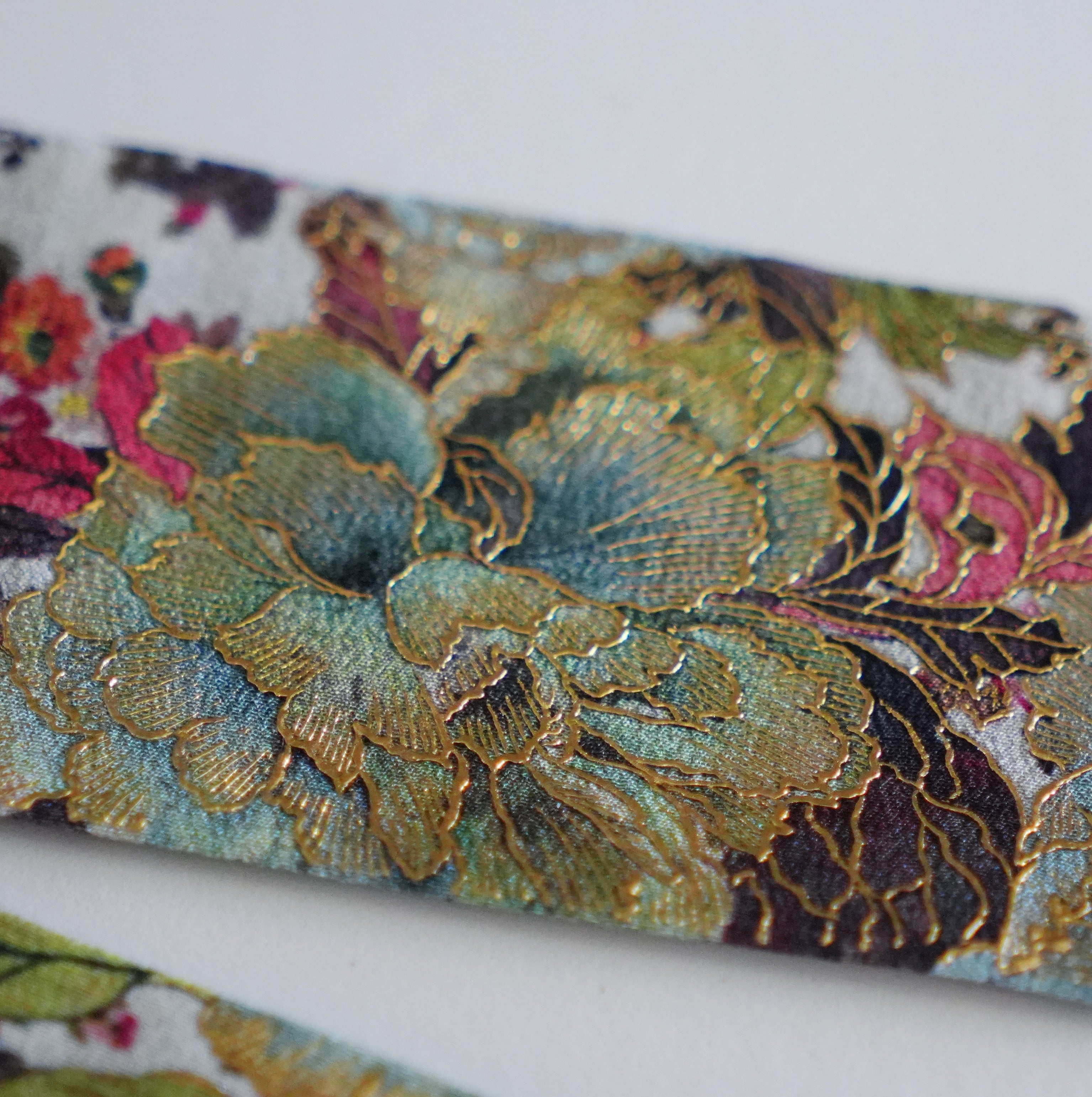 Silk Skinny Scarf - Fiori Azzurri - Grigio