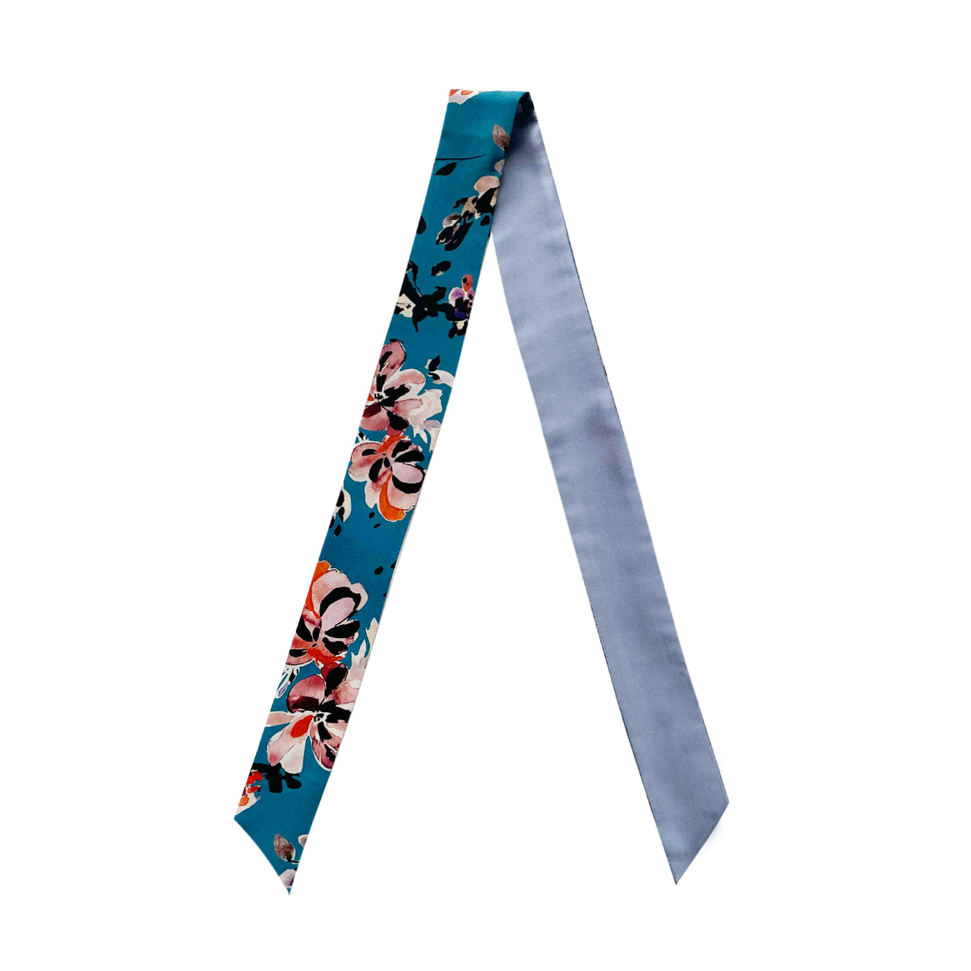 Silk Skinny Scarf - Fiori Blu