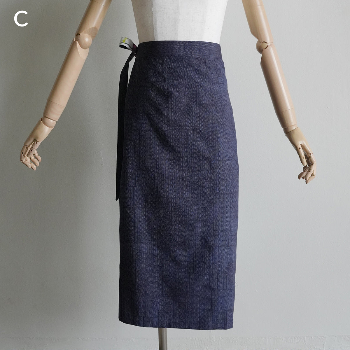 Reversible Skirt Long Straight - Fiori Viola e Gialli - Bianco