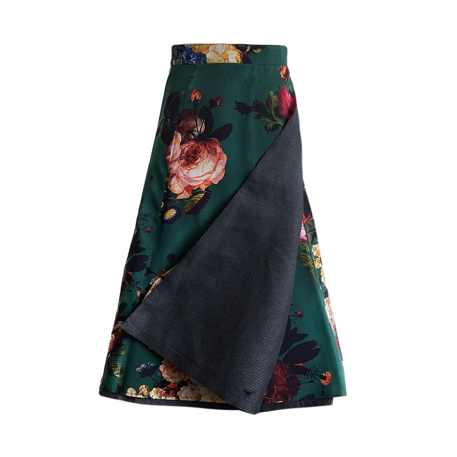 Reversible Skirt Flare - Fiori Vari - Verde