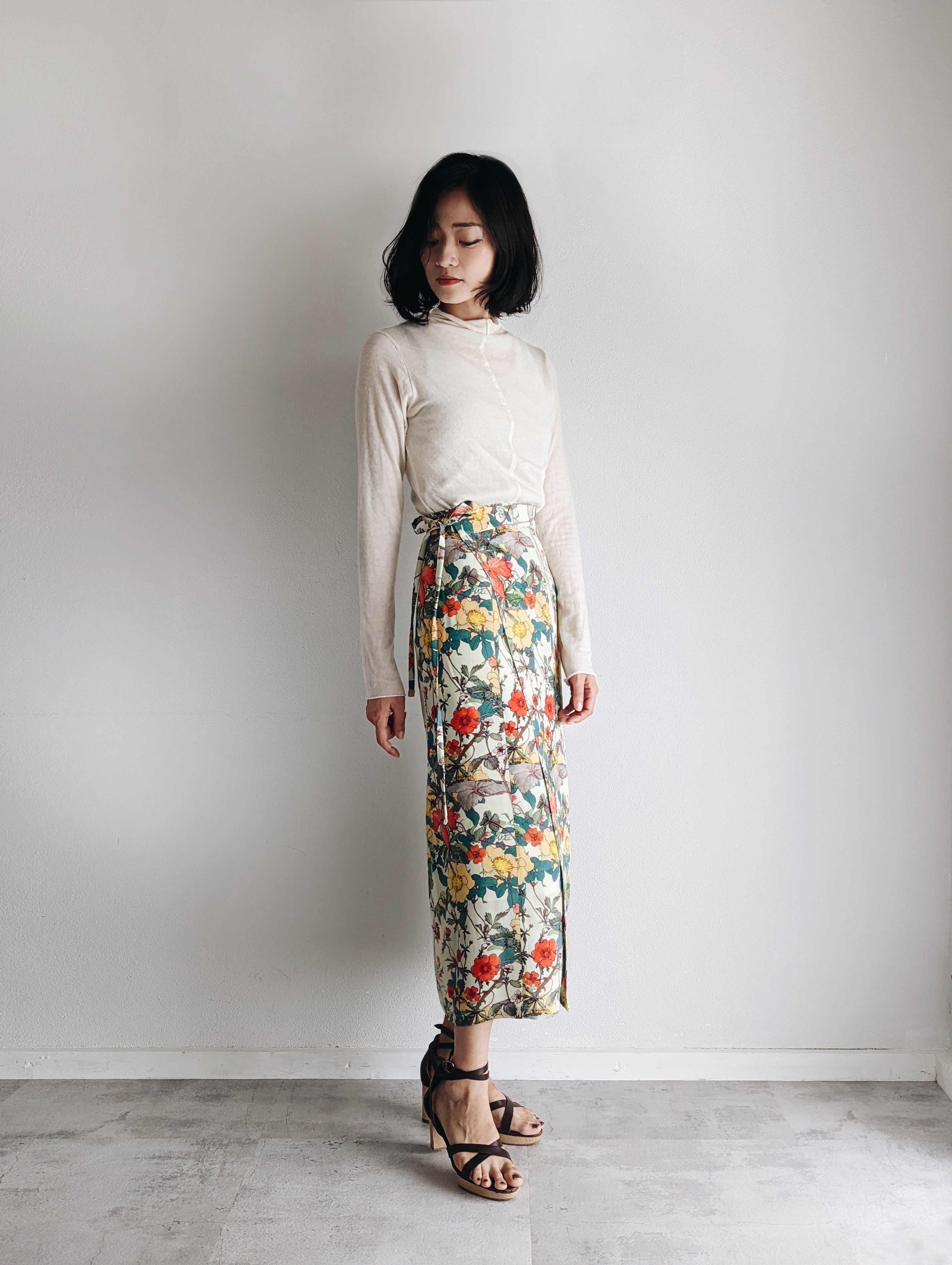 Italian Silk Wrap Skirt - Fiori Primavera