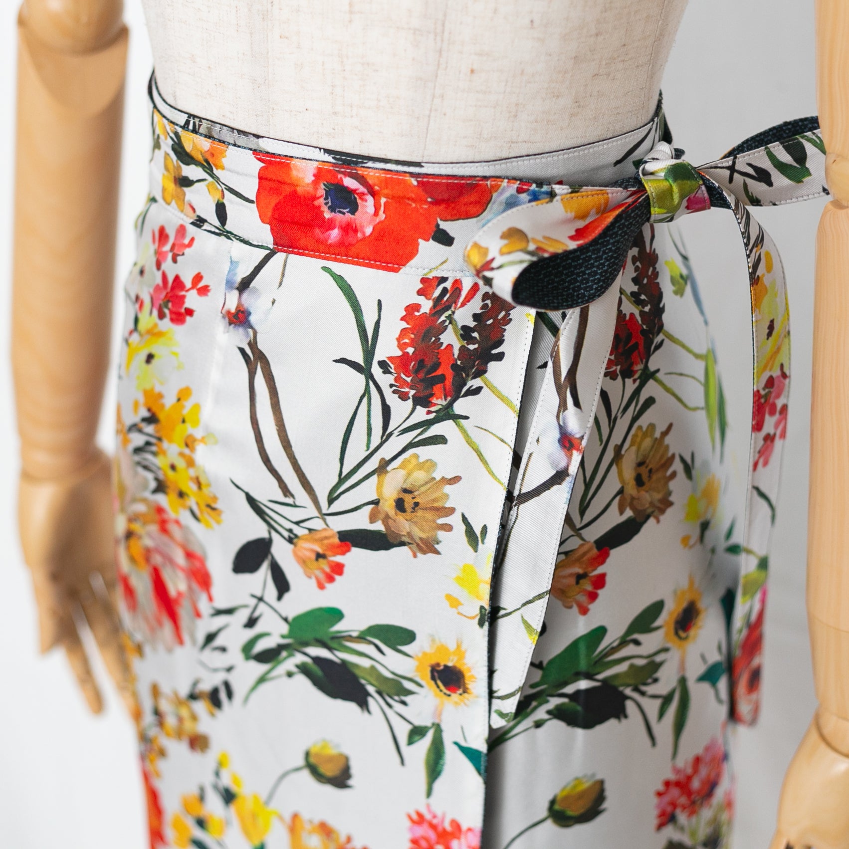 Reversible Skirt Long Straight - Fiori Bianco