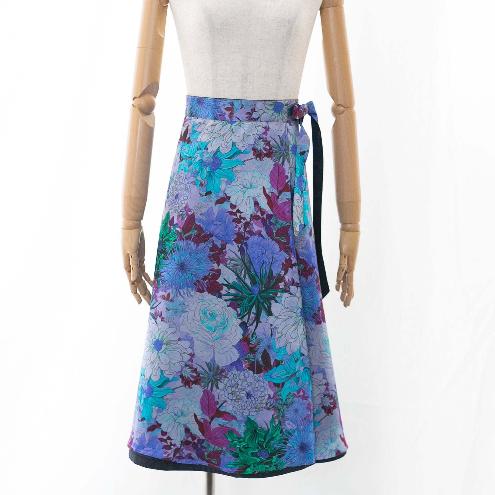 Reversible Skirt Flare - Fiori Viola - Oshima