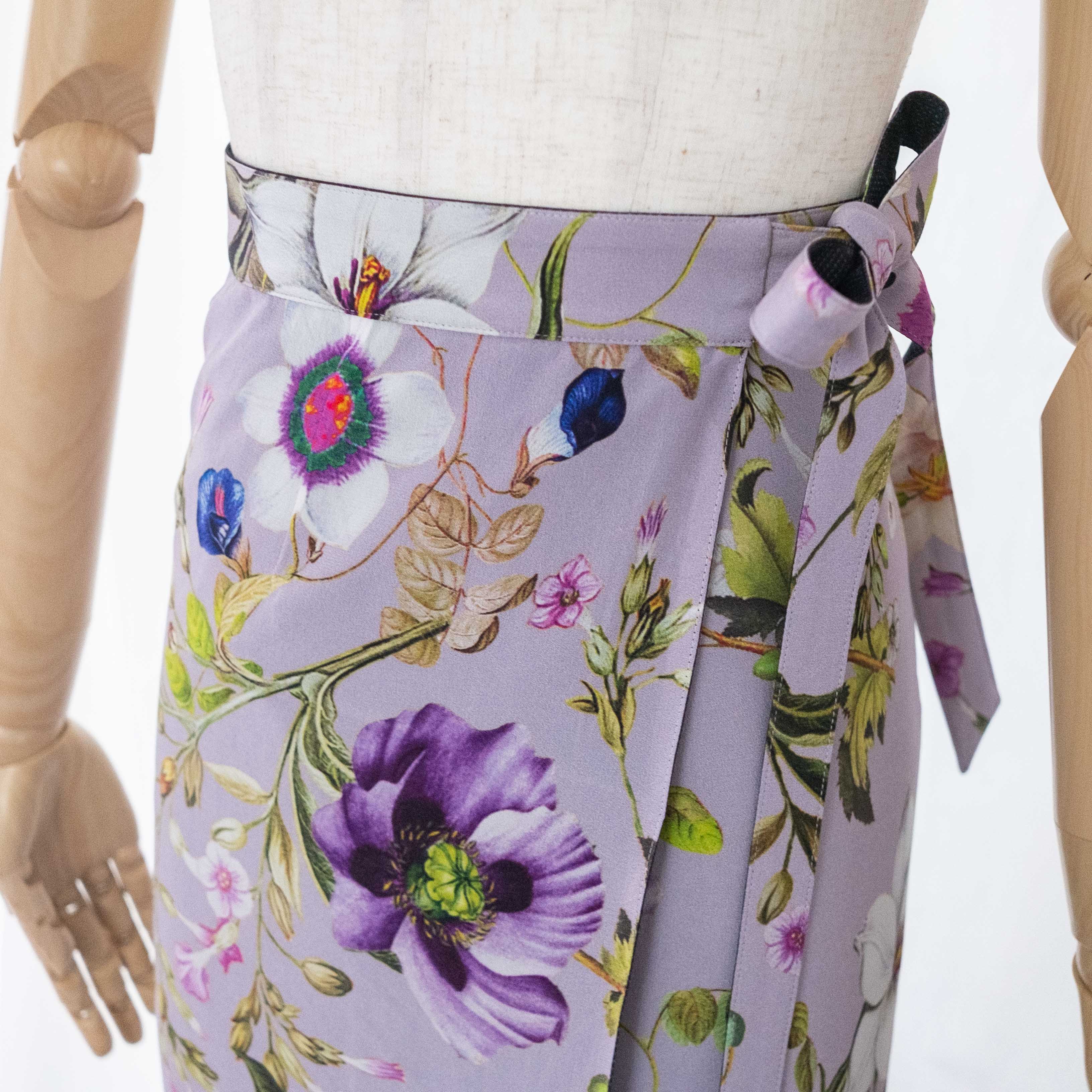 Reversible Skirt Long Straight - Fiori Lavanda - Oshima