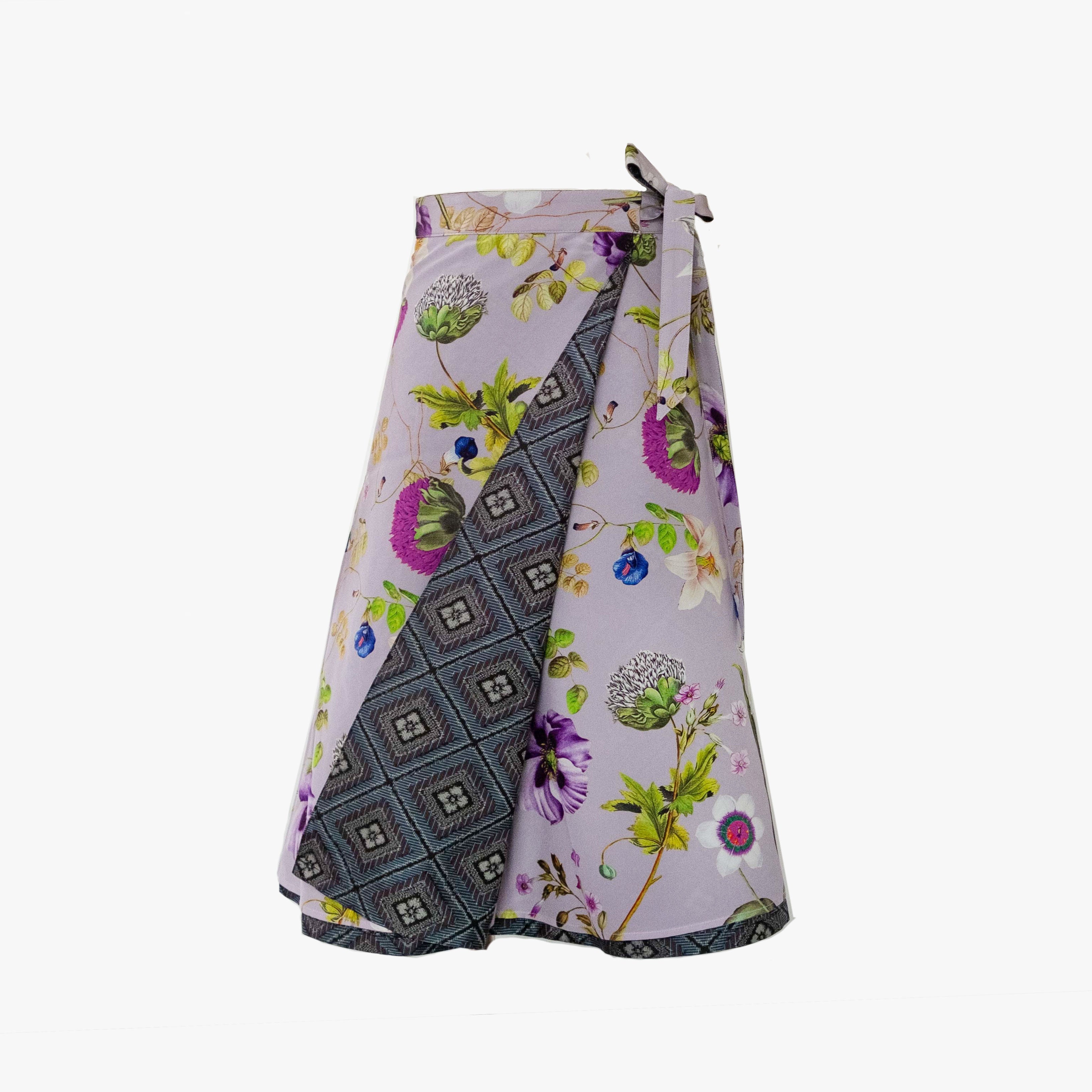 Reversible Skirt Flare - Fiori Lavanda - Oshima