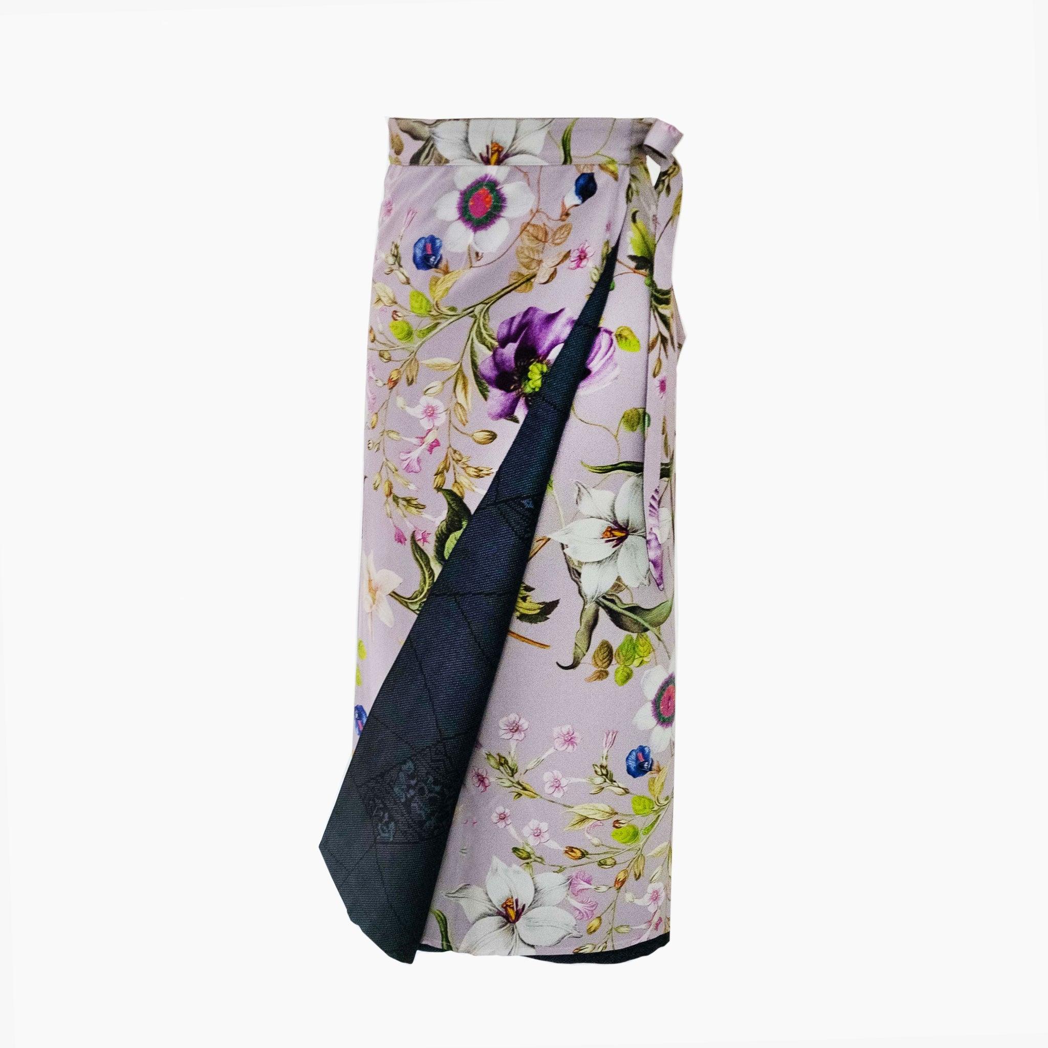 Reversible Skirt Long Straight - Fiori Azzurro - Oshima