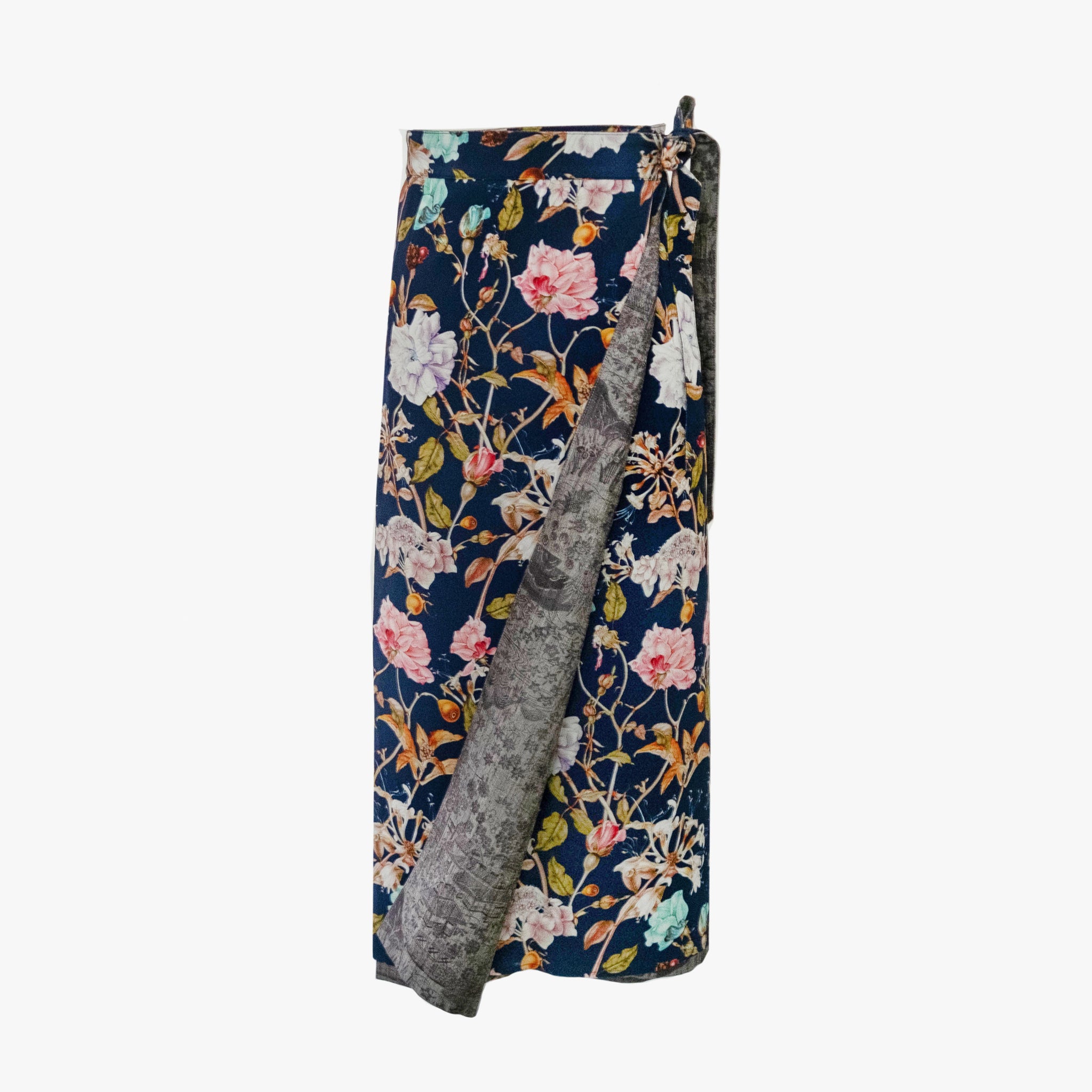 Reversible Skirt Long Straight - Fiori Azzurro - Oshima main image 0