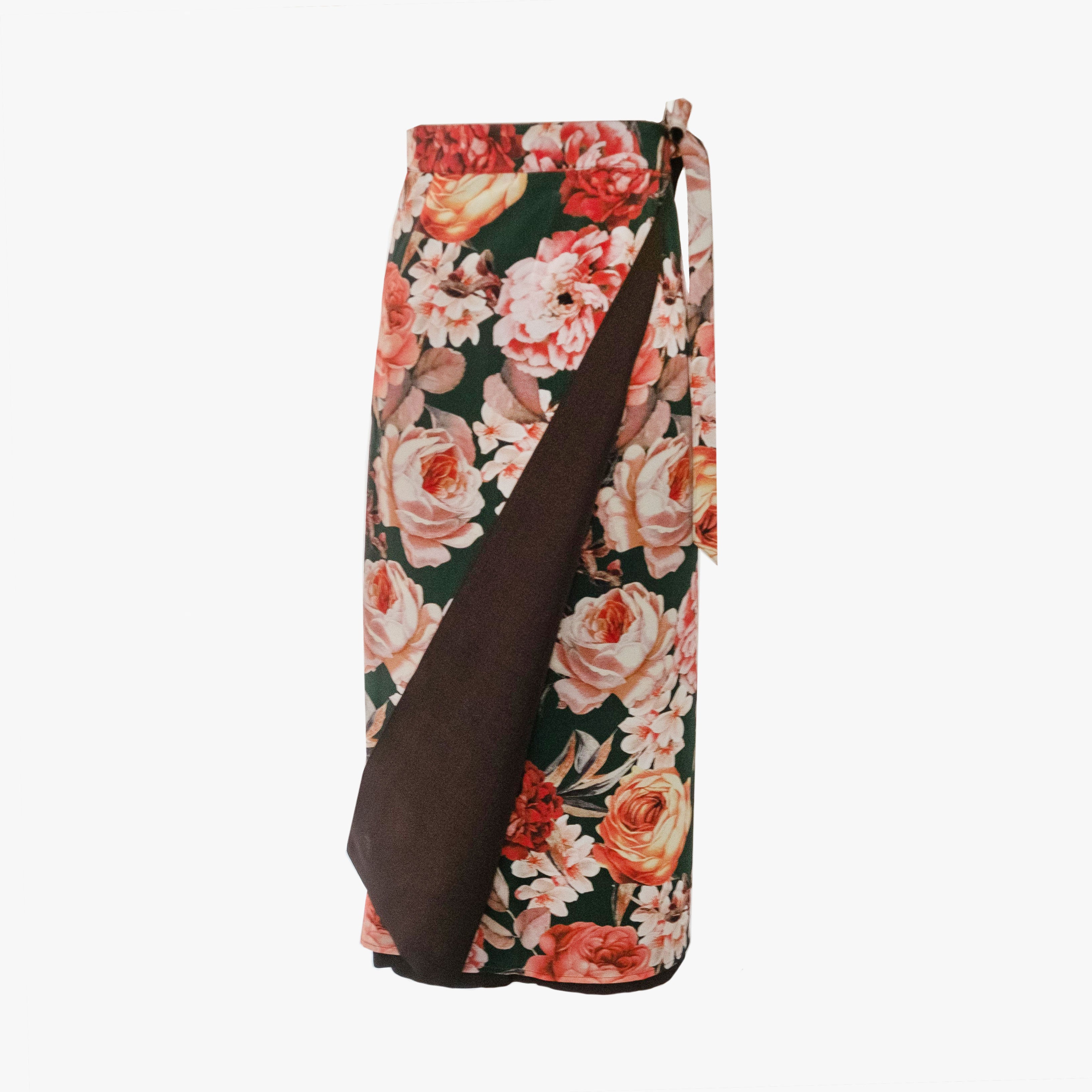 Reversible Skirt Long Straight - Fiori Verde