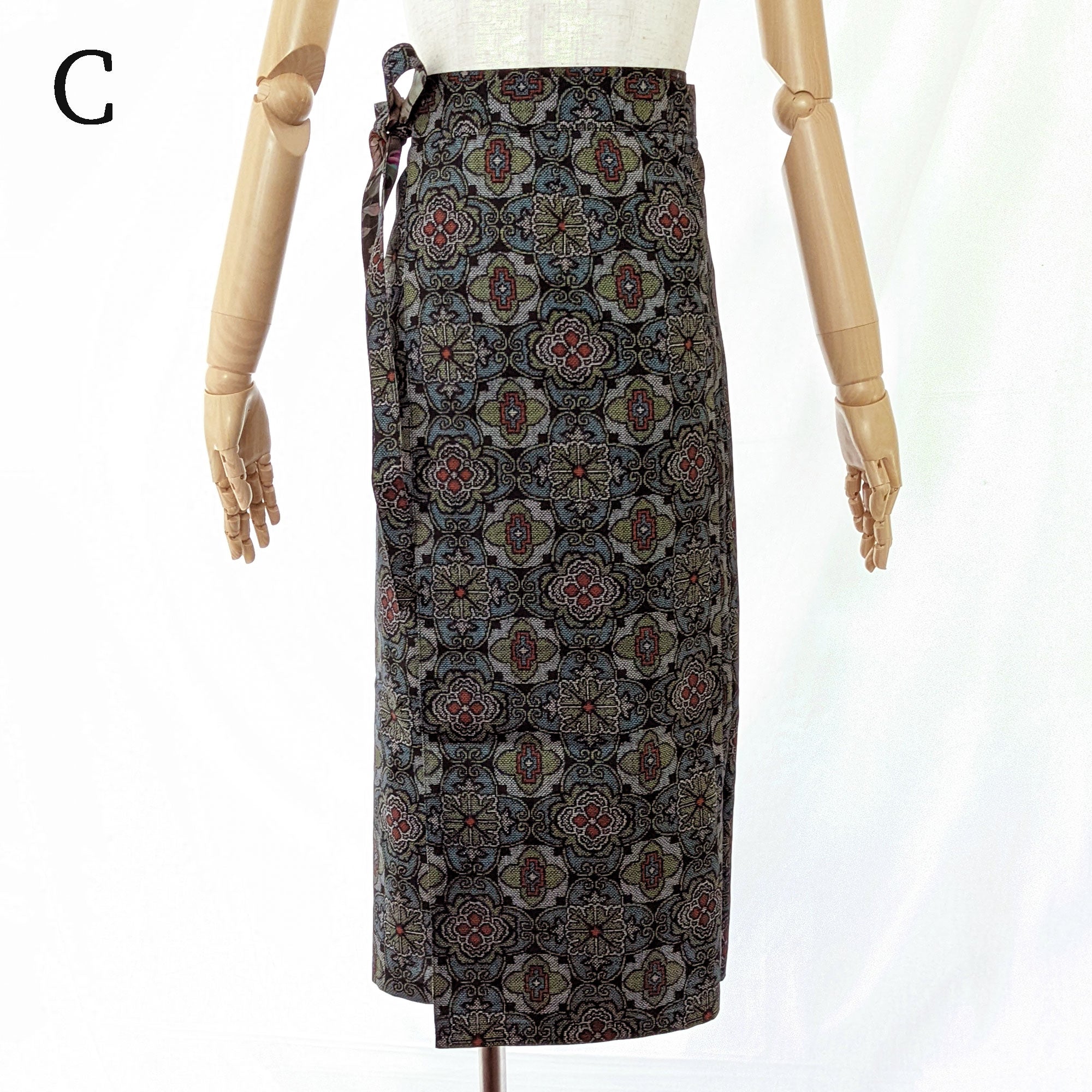 Reversible Skirt Long Straight - Fiori Khaki
