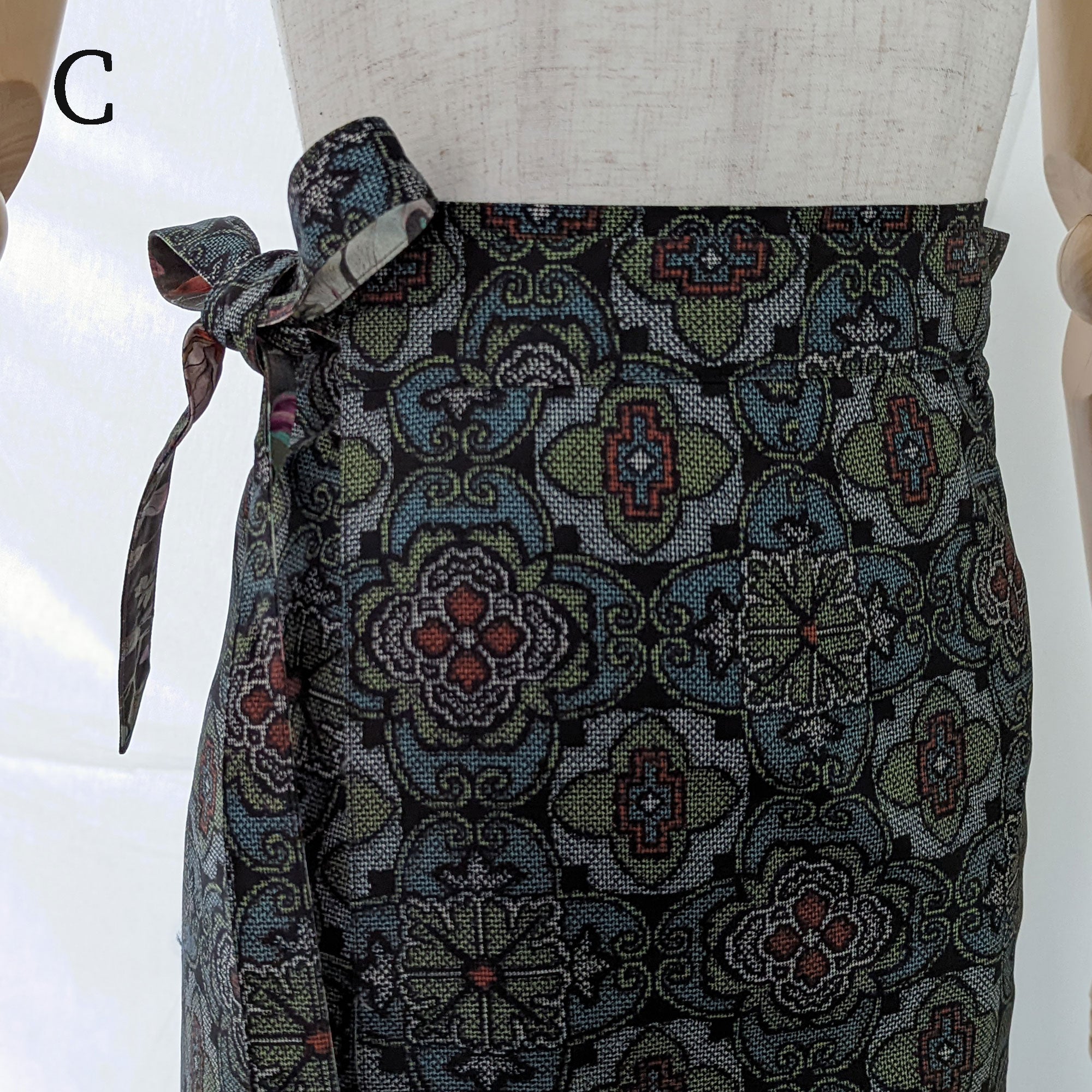 Reversible Skirt Long Straight - Fiori Khaki