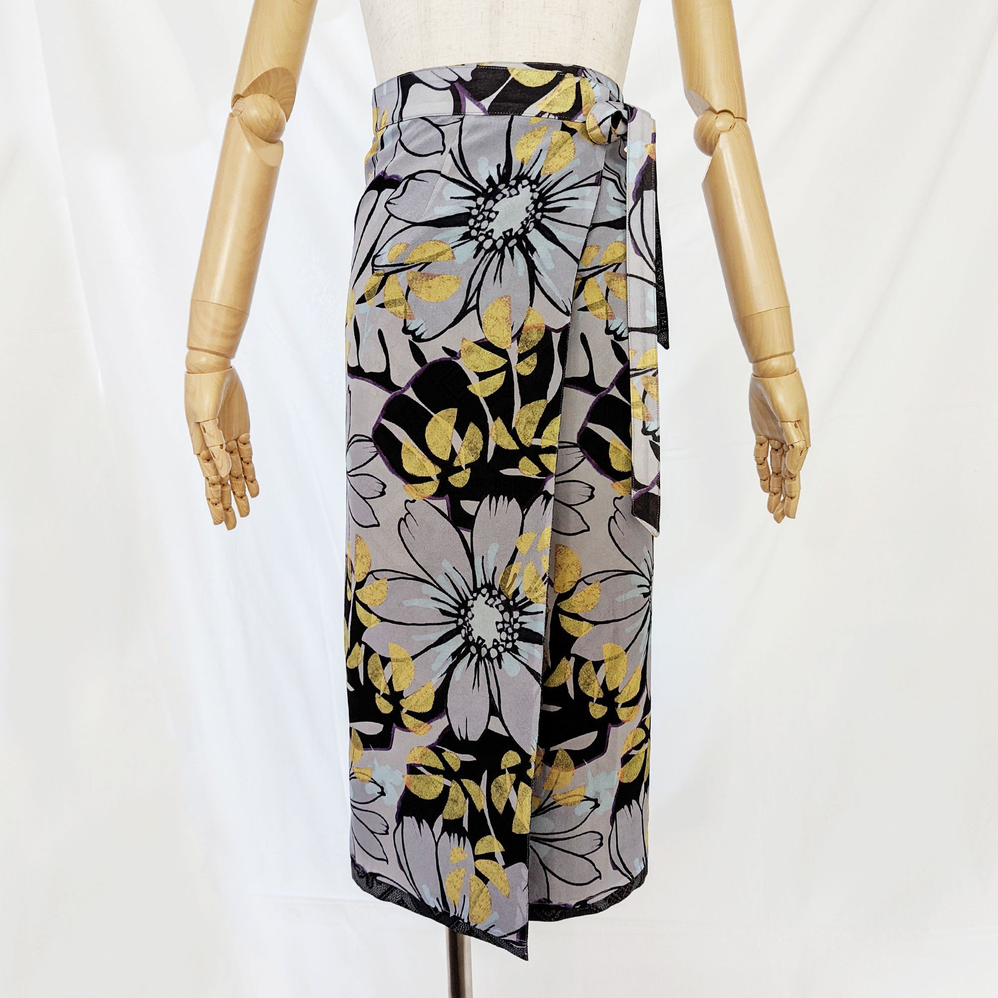 Reversible Skirt Long Straight - Fiori Mono - Oshima