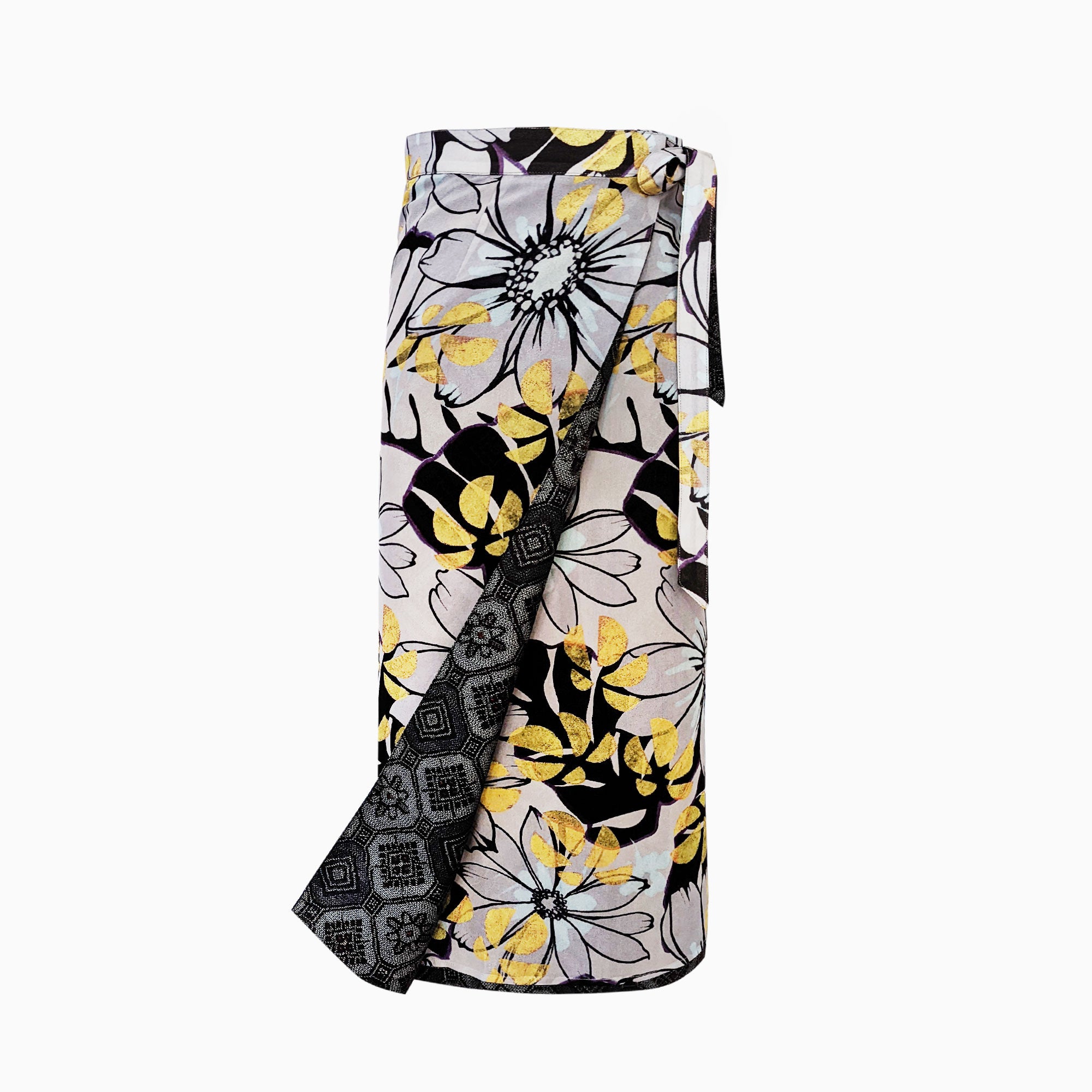 Reversible Skirt Long Straight - Fiori Mono - Oshima